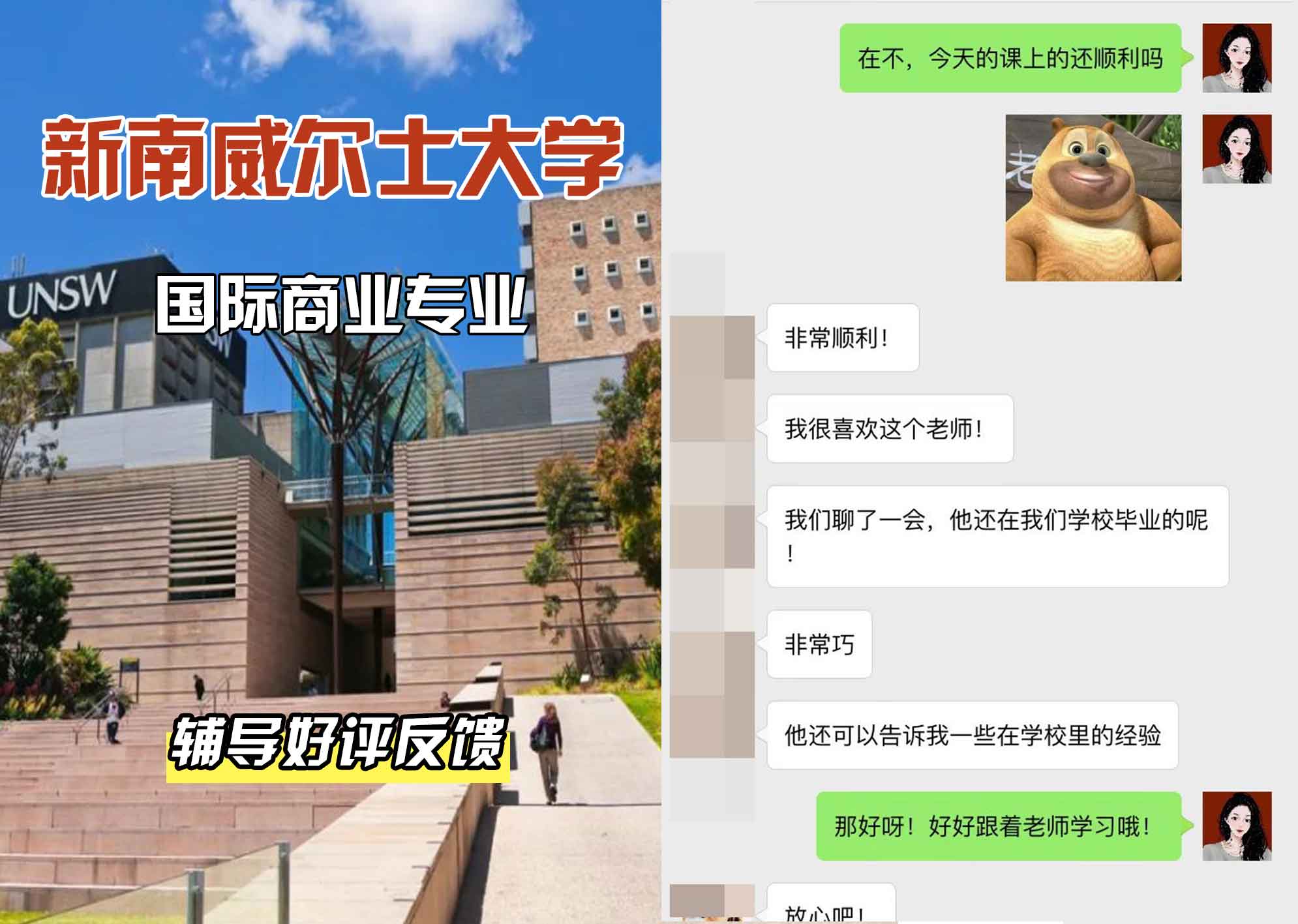 新南威尔士大学UNSW国际商业辅导好评反馈