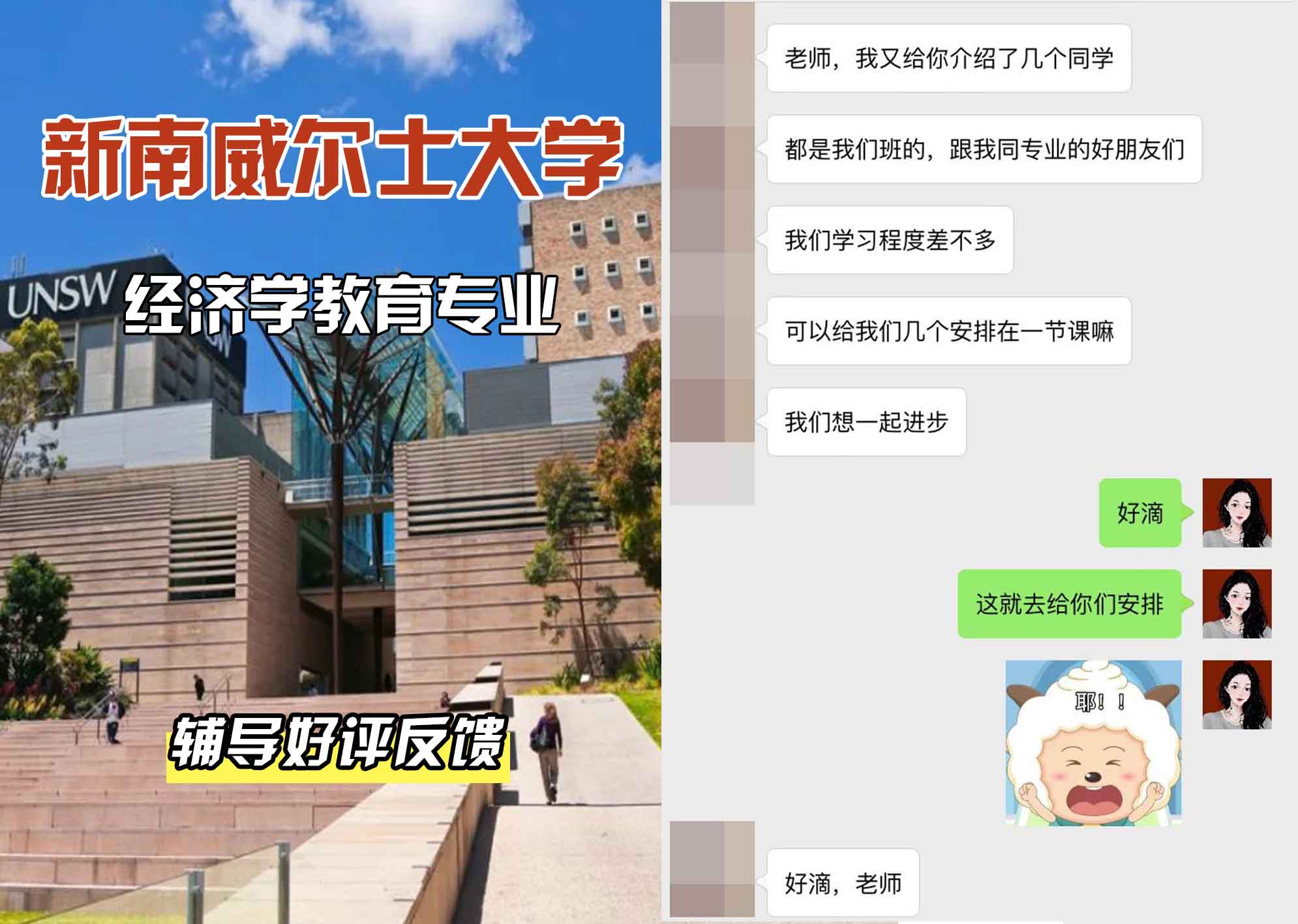 新南威尔士大学UNSW经济学/教育辅导好评反馈