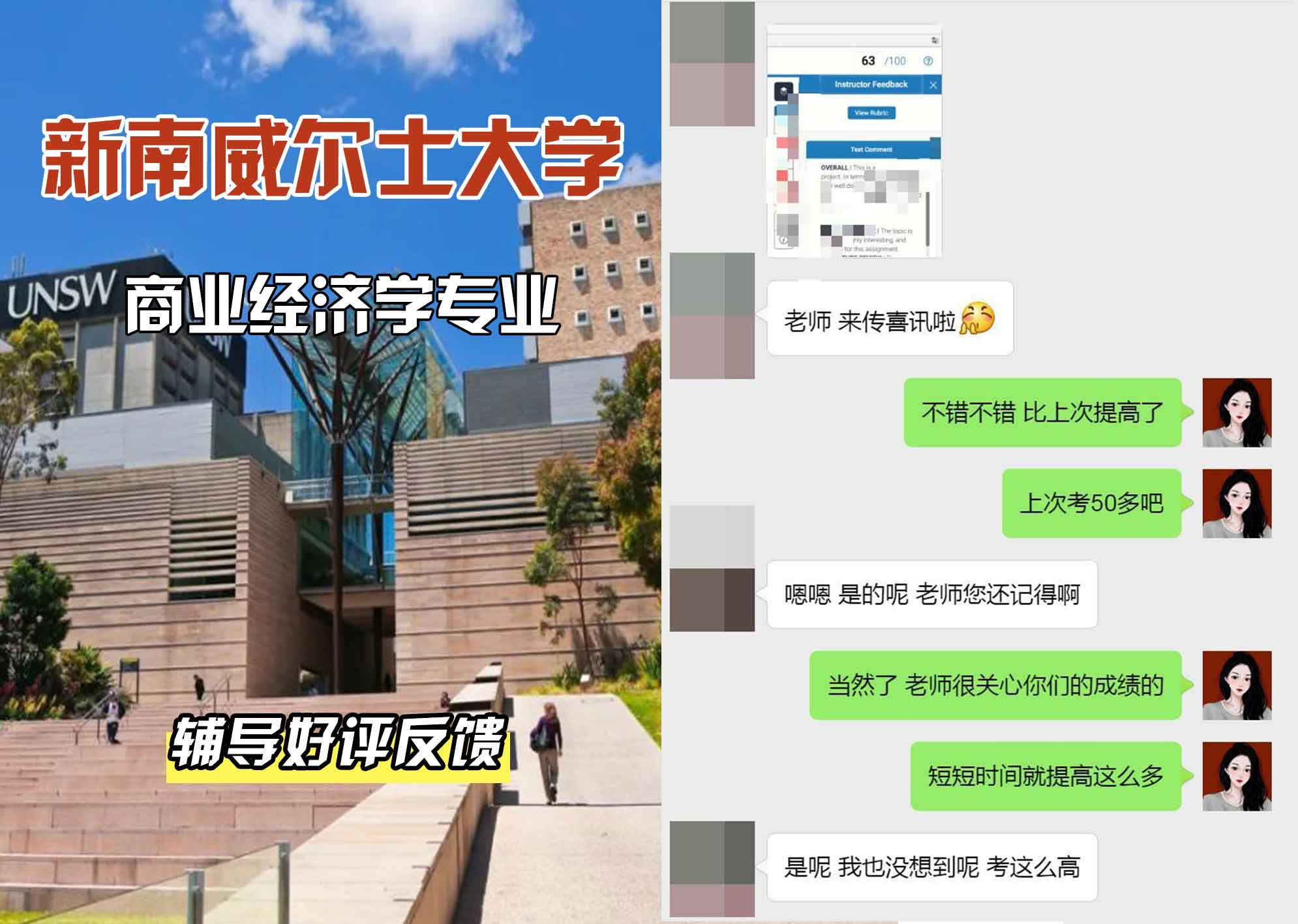 新南威尔士大学UNSW商业/经济学辅导好评反馈