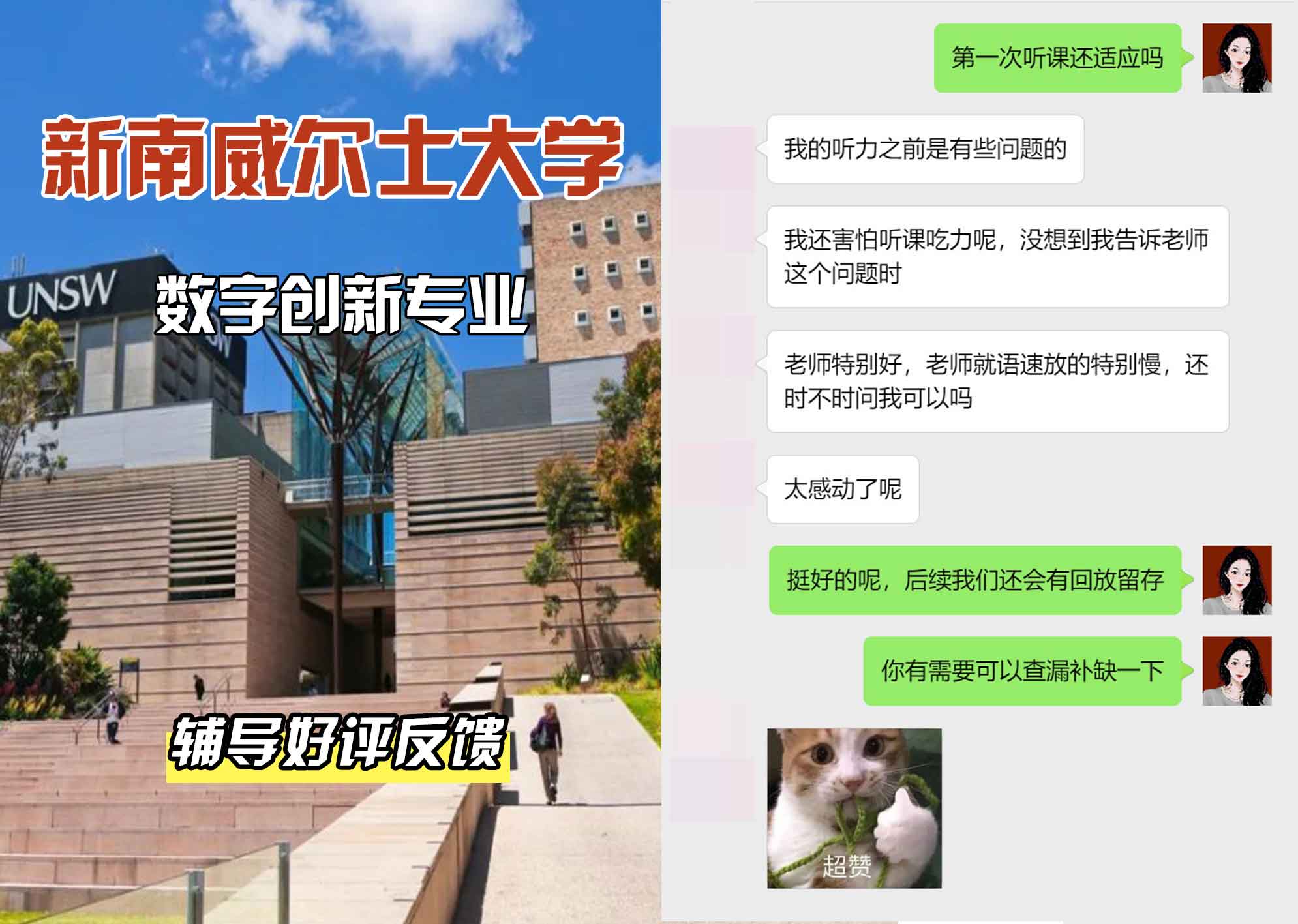 新南威尔士大学UNSW数字创新辅导好评反馈