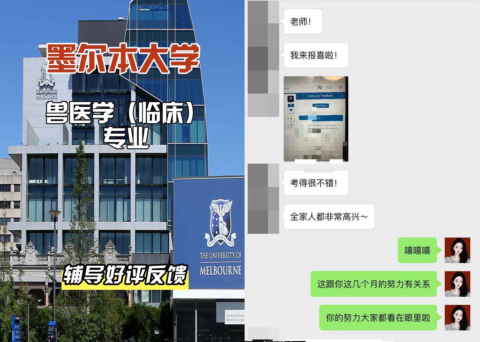 墨尔本大学墨大兽医学（临床）辅导好评反馈