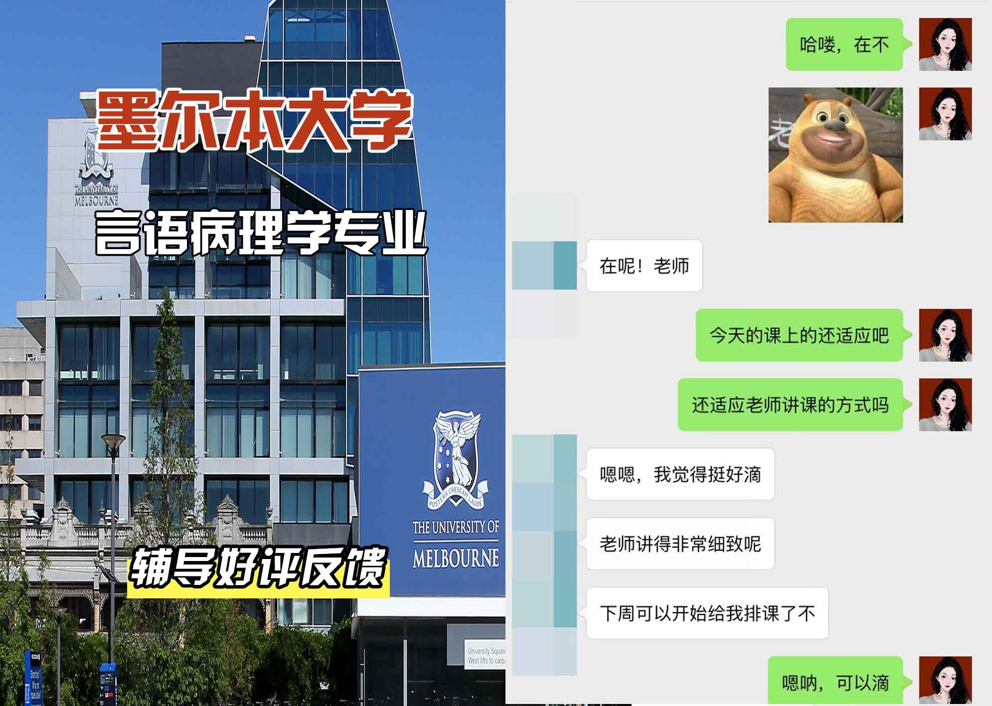 墨尔本大学墨大言语病理学辅导好评反馈