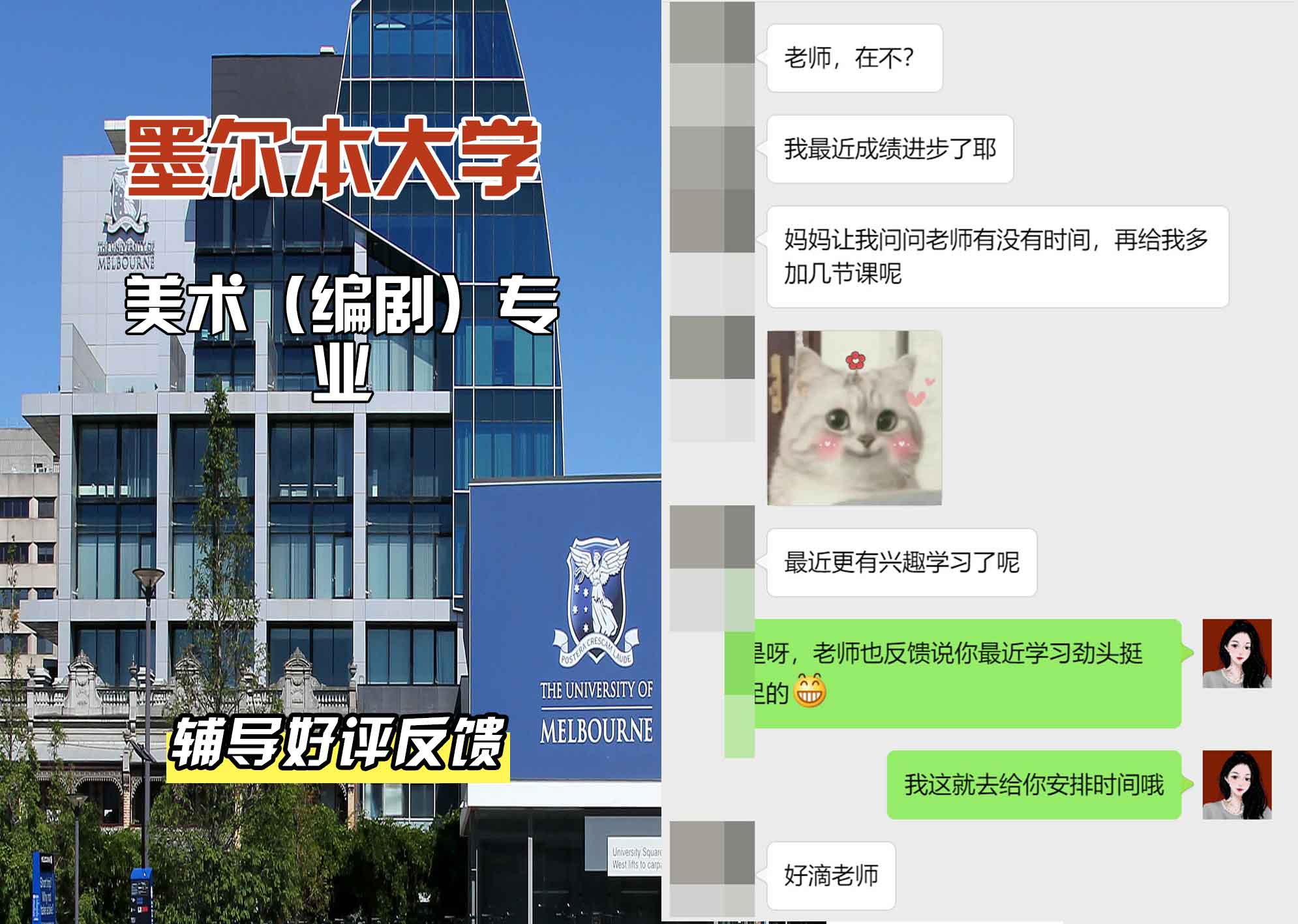 墨尔本大学墨大美术（编剧）辅导好评反馈