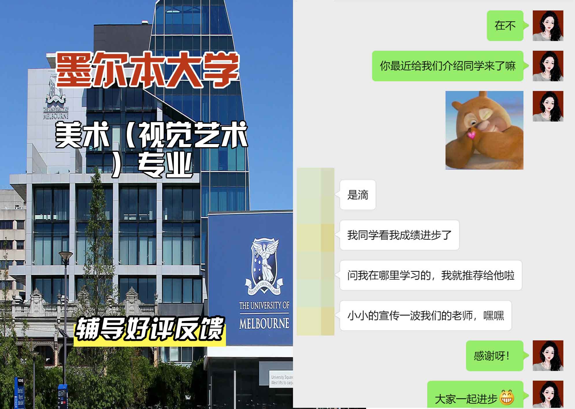 墨尔本大学墨大美术（视觉艺术）辅导好评反馈