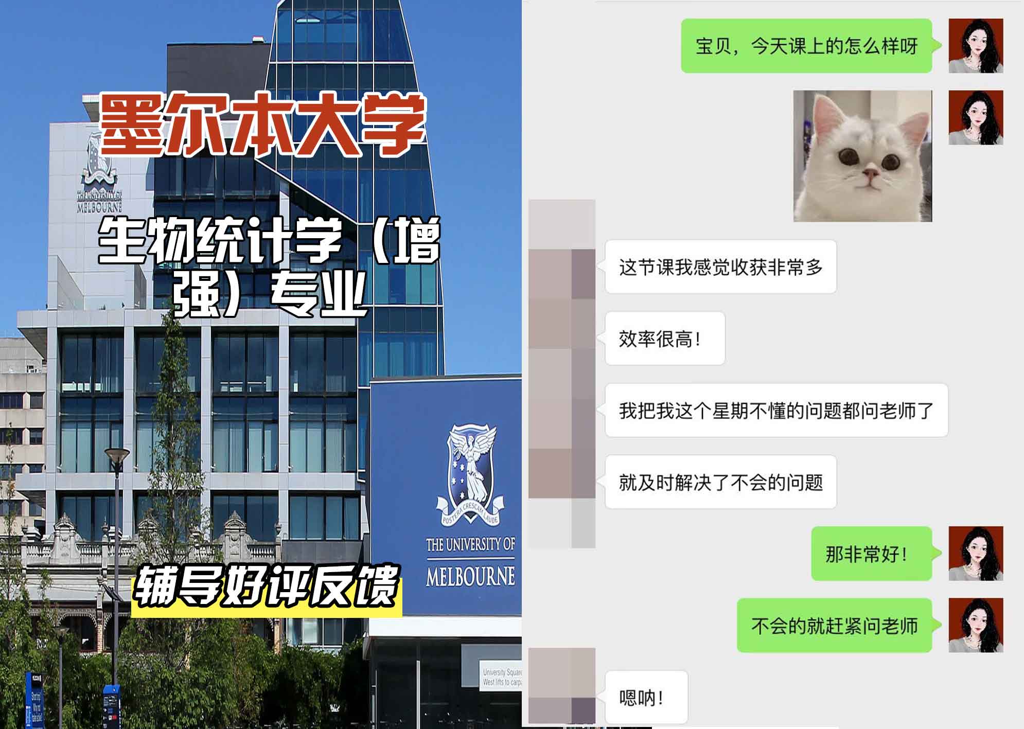 墨尔本大学墨大生物统计学（增强）辅导好评反馈