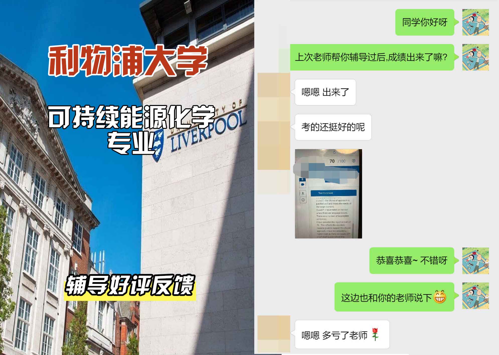 利物浦大学利大可持续能源化学辅导好评反馈