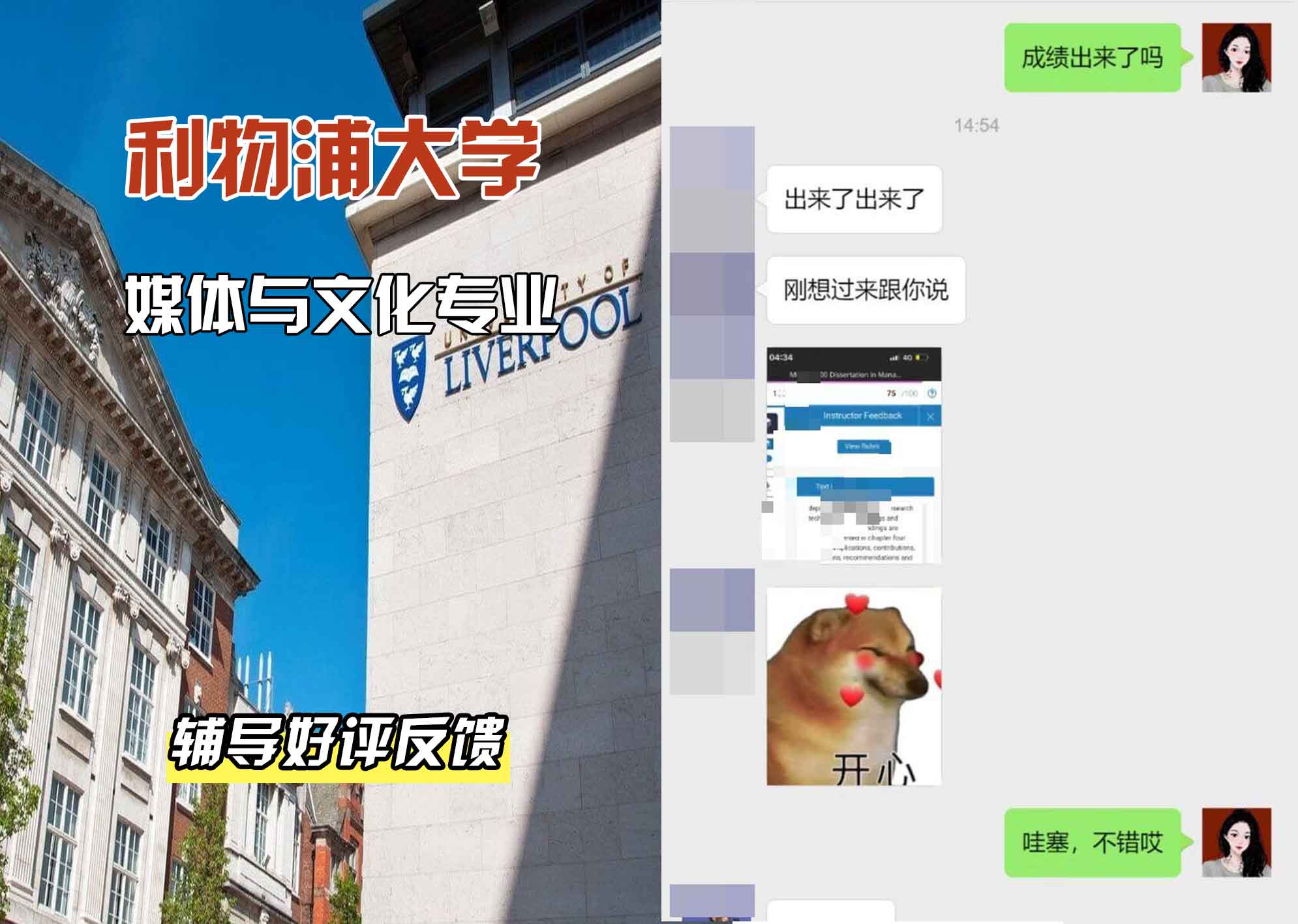 利物浦大学利大媒体与文化辅导好评反馈