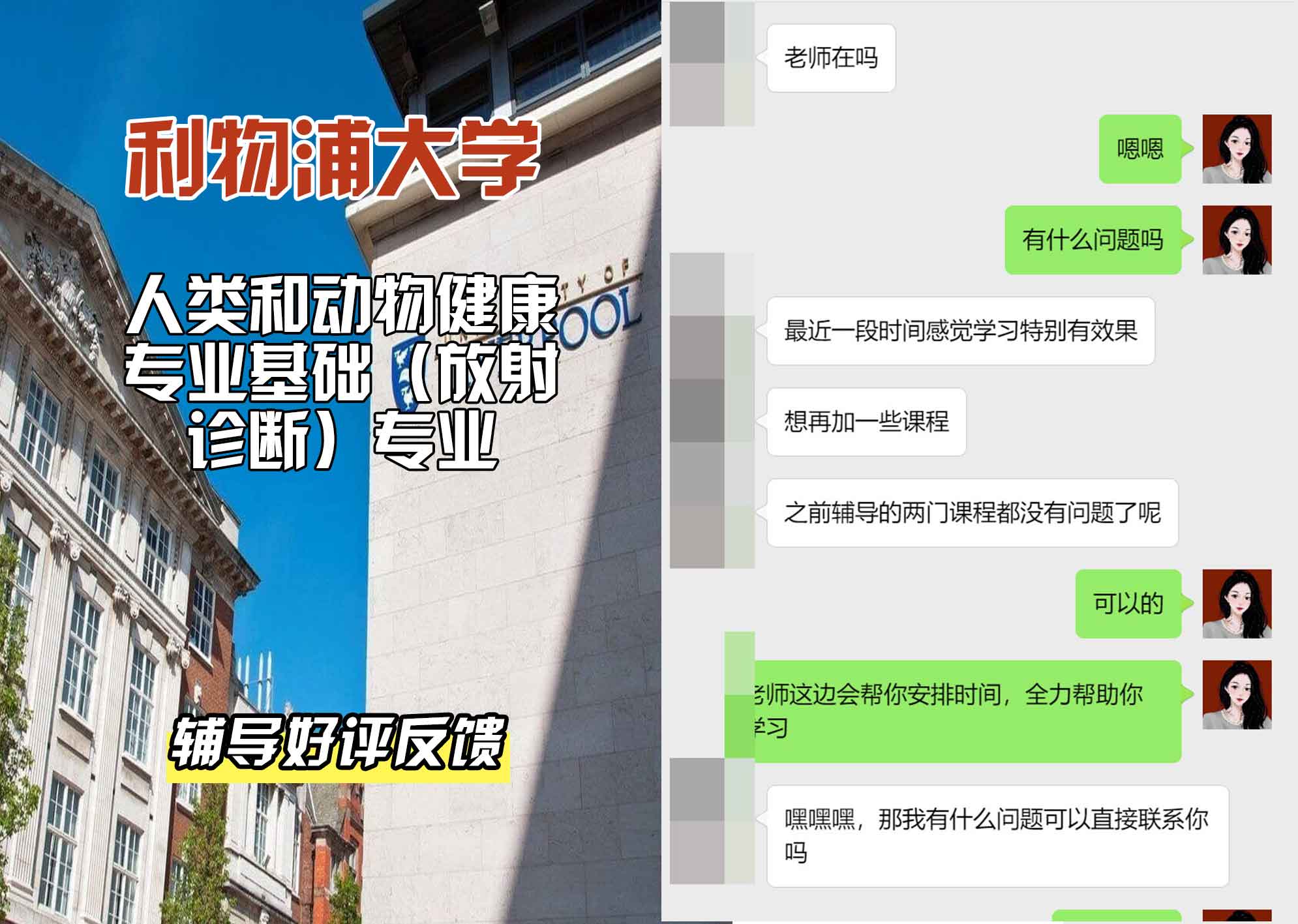 利物浦大学利大人类和动物健康专业基础（放射诊断）辅导好评反馈