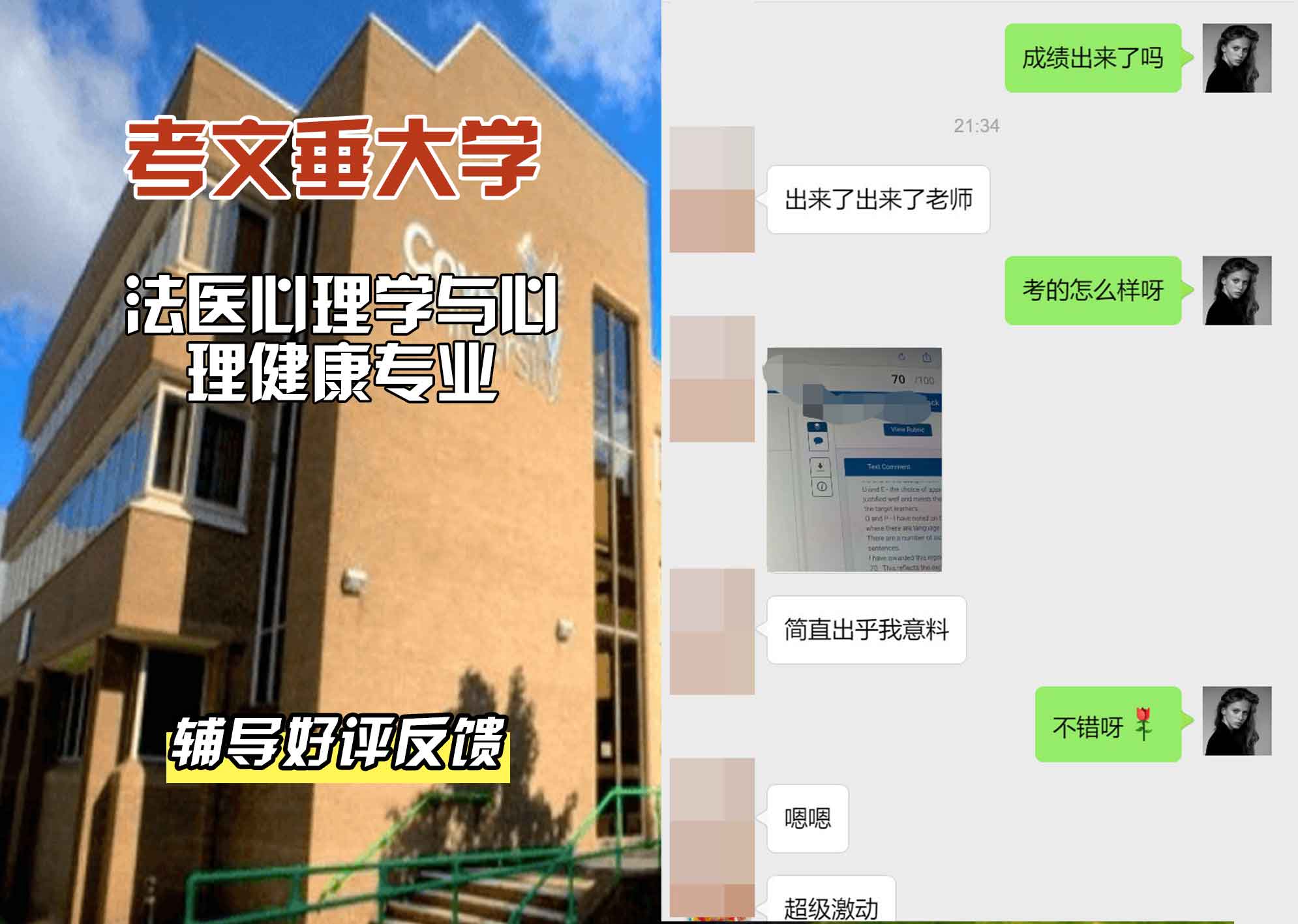 CU考文垂大学法医心理学与心理健康辅导好评反馈
