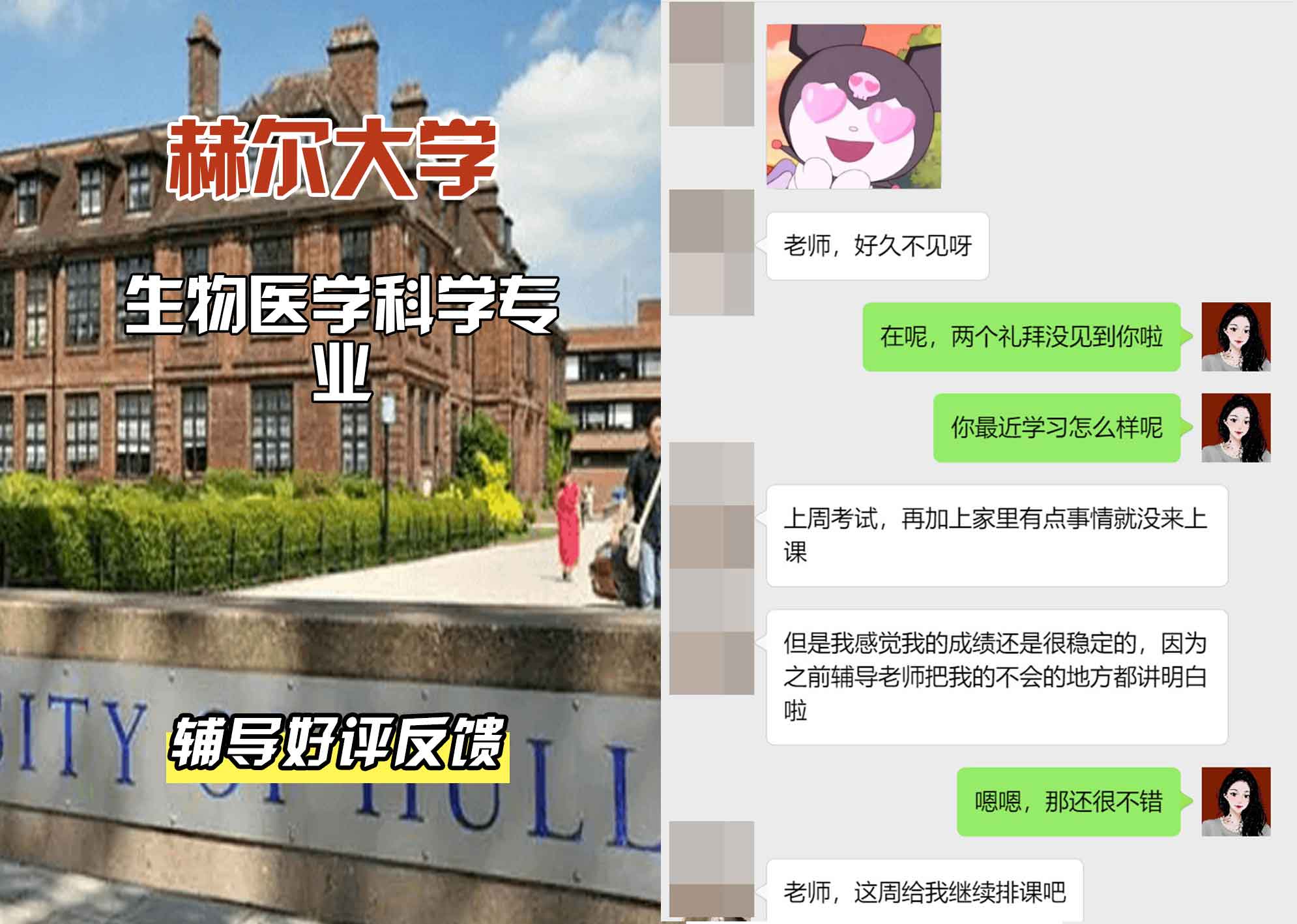 HULL赫尔大学生物医学科学辅导好评反馈