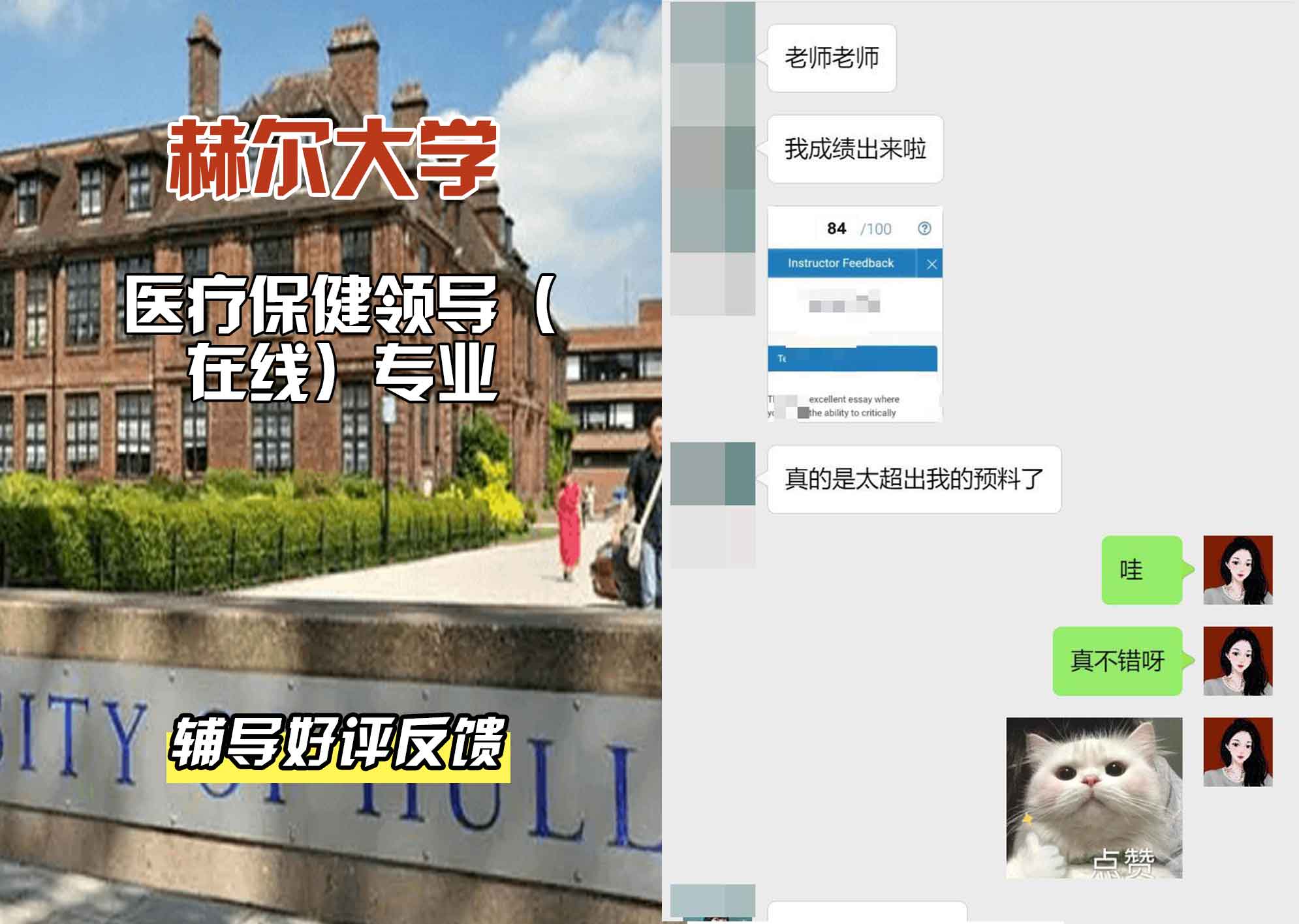 HULL赫尔大学医疗保健领导(在线)辅导好评反馈