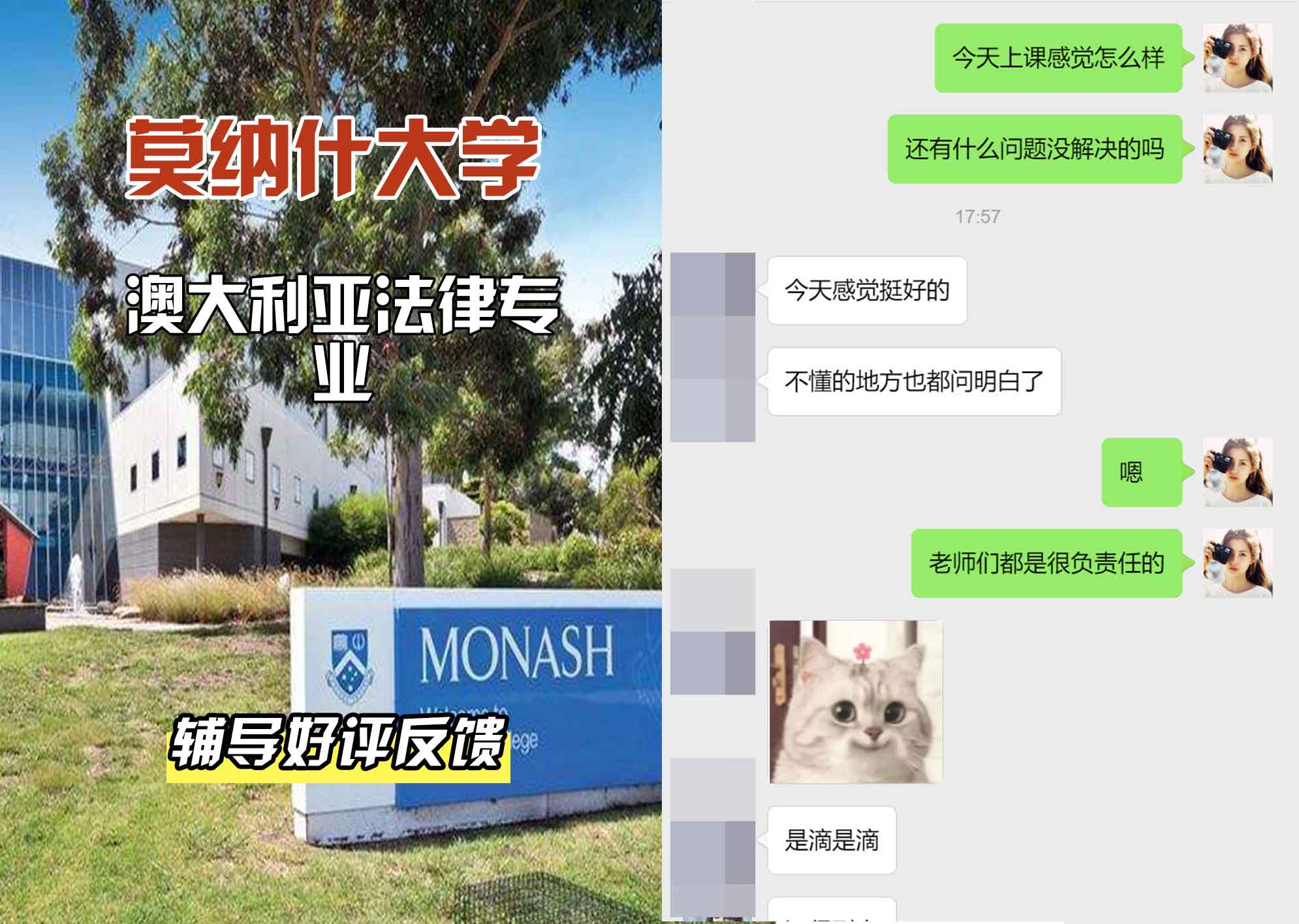 莫纳什大学Monash澳大利亚法律辅导好评反馈