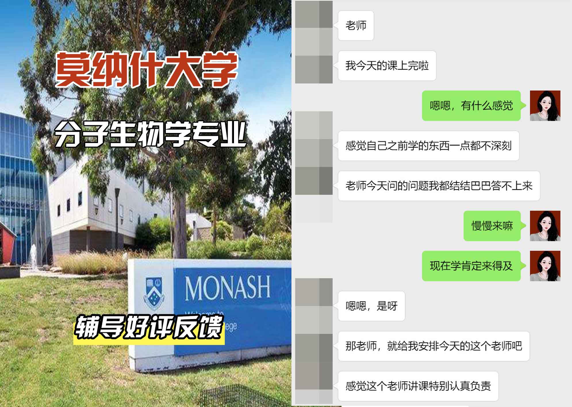 莫纳什大学Monash分子生物学辅导好评反馈