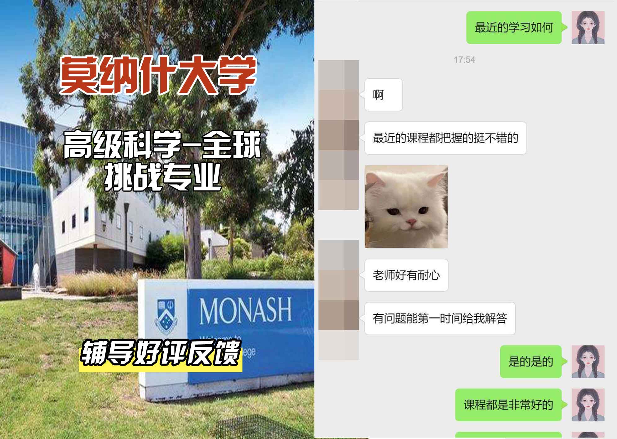 莫纳什大学Monash高级科学-全球挑战辅导好评反馈