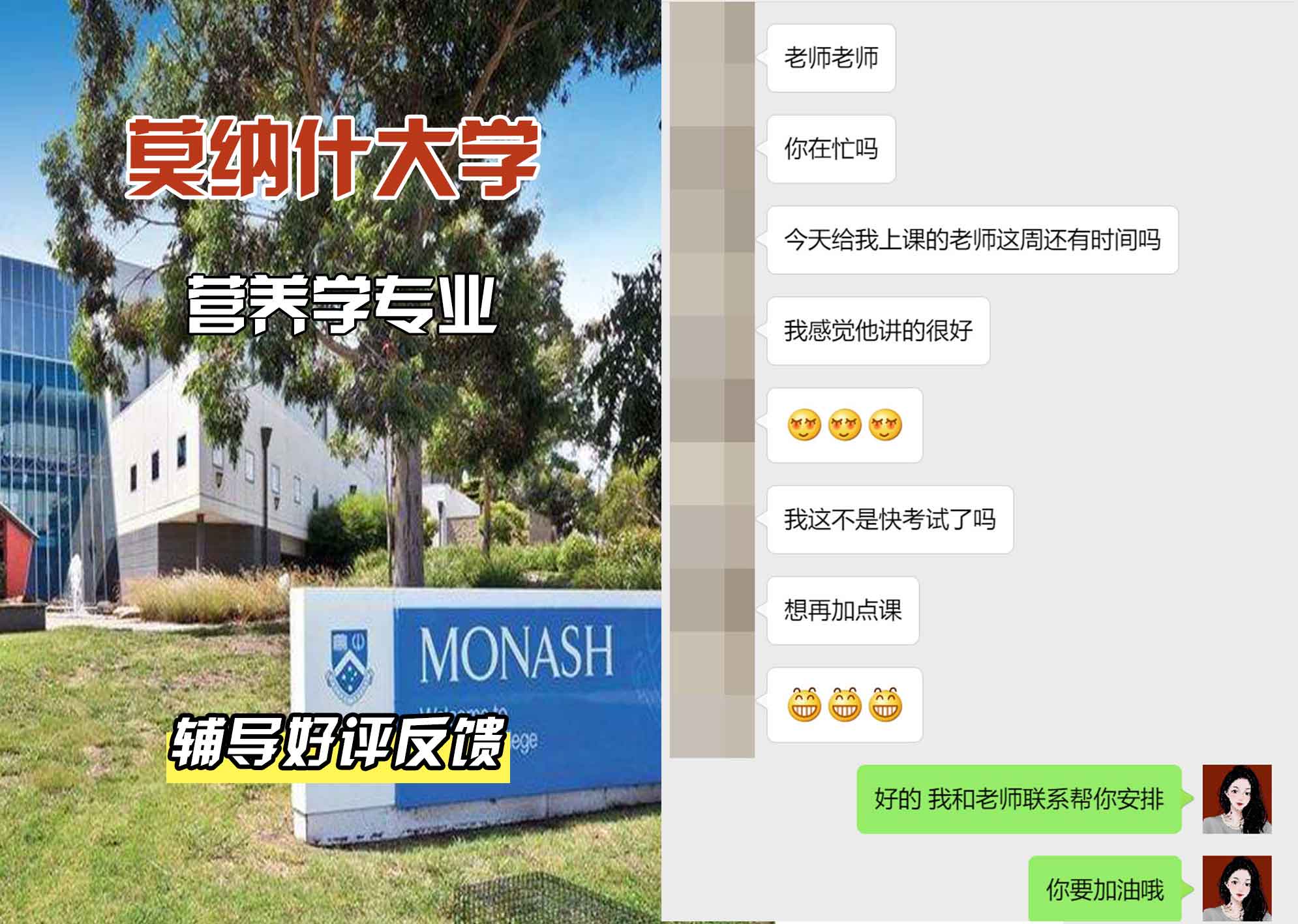 莫纳什大学Monash营养学辅导好评反馈