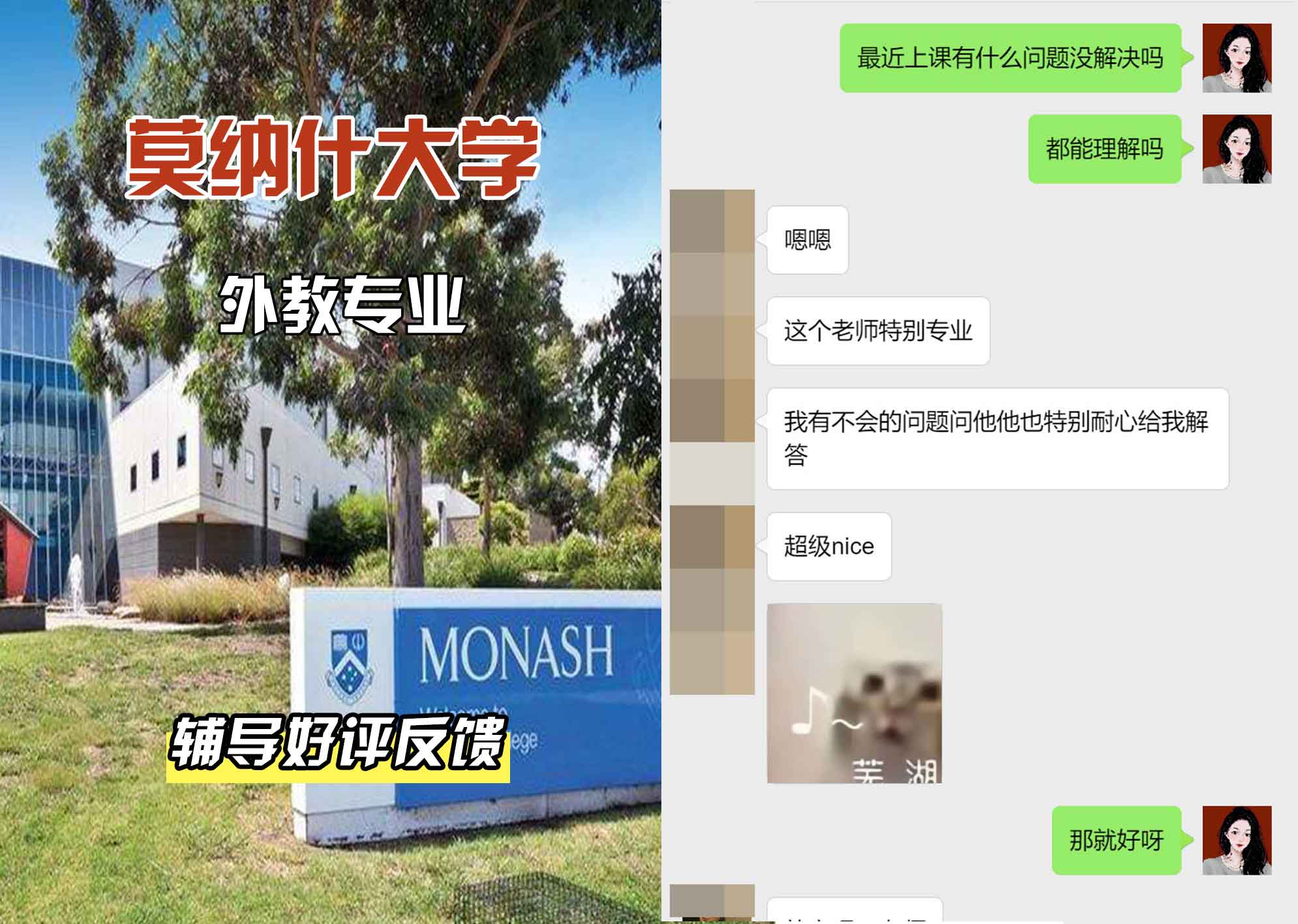 莫纳什大学Monash外教辅导好评反馈