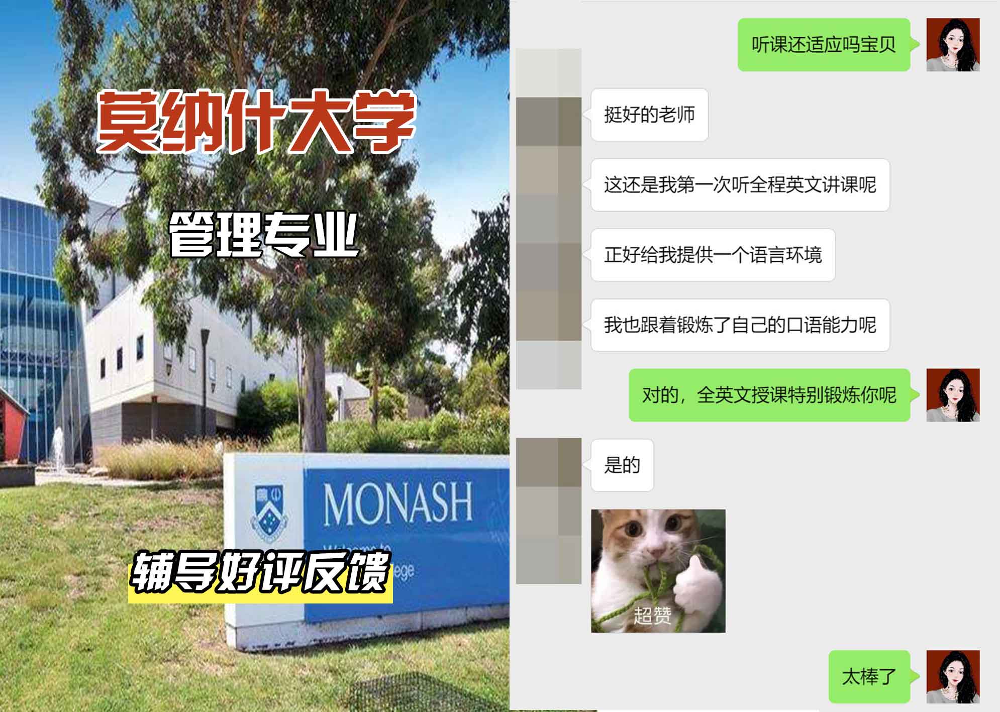 莫纳什大学Monash管理辅导好评反馈