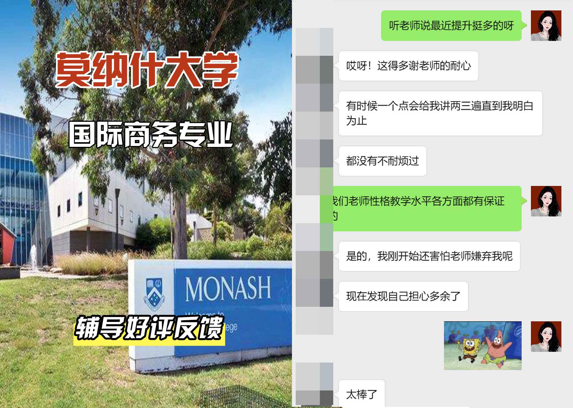 莫纳什大学Monash国际商务辅导好评反馈