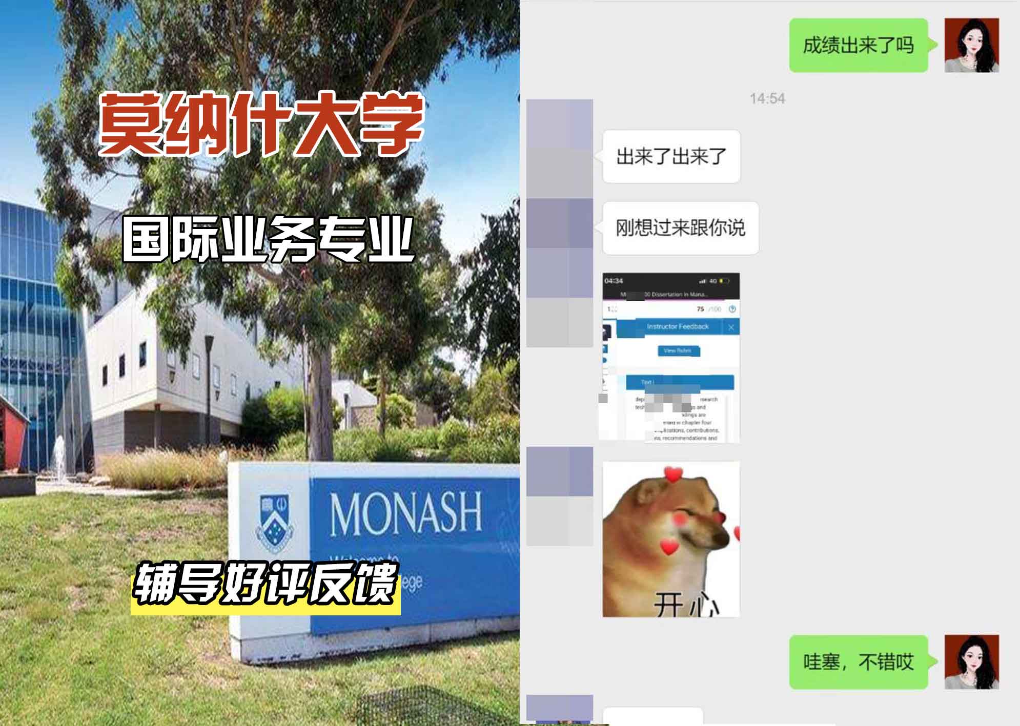 莫纳什大学Monash国际业务辅导好评反馈