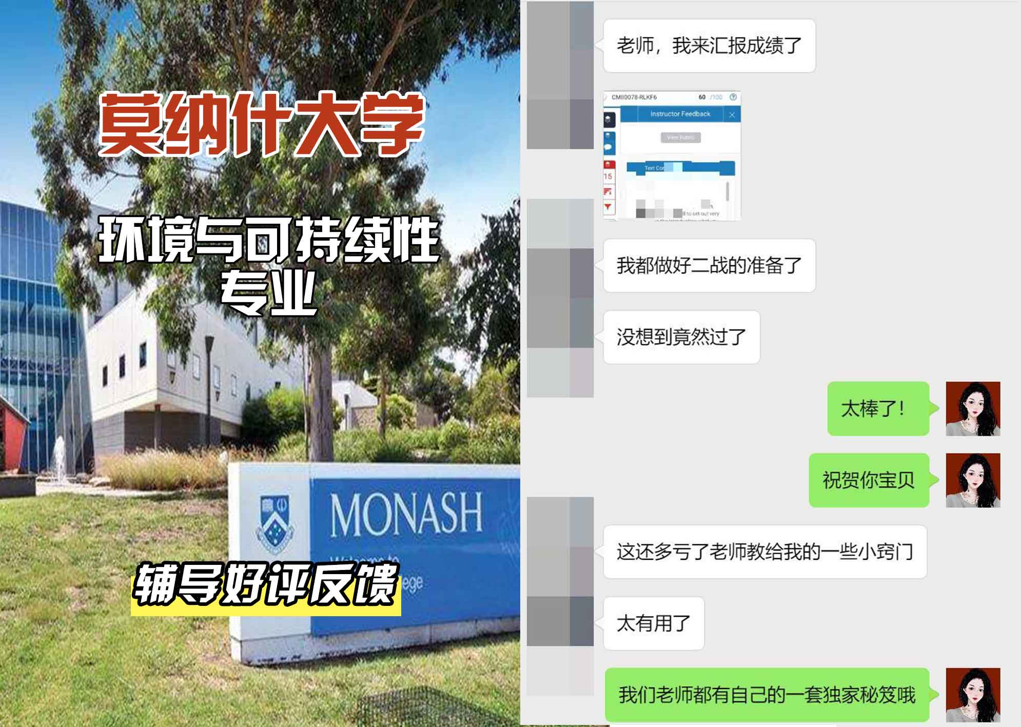 莫纳什大学Monash环境与可持续性辅导好评反馈
