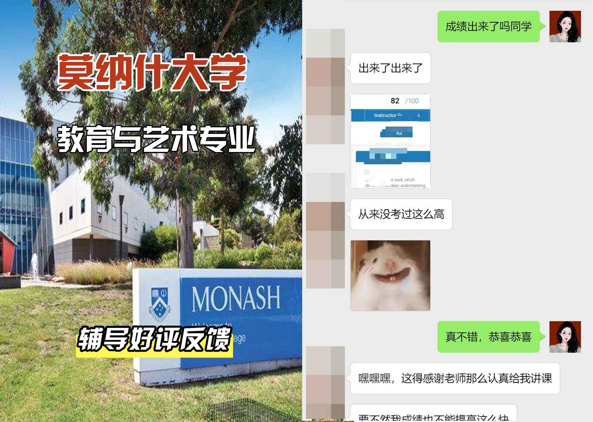 莫纳什大学Monash教育与艺术辅导好评反馈