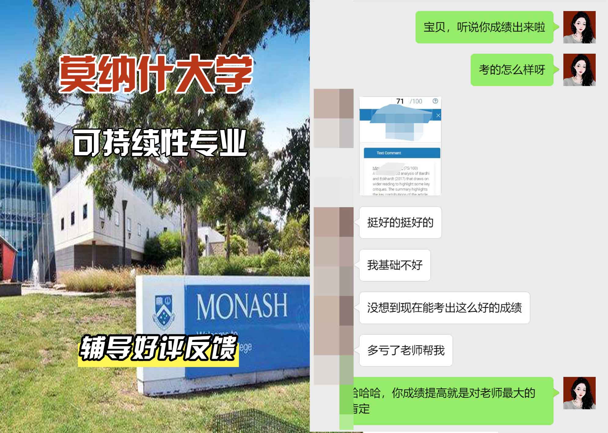 莫纳什大学Monash可持续性辅导好评反馈