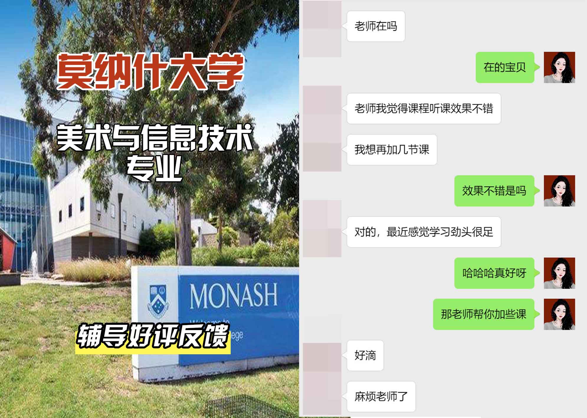 莫纳什大学Monash美术与信息技术辅导好评反馈