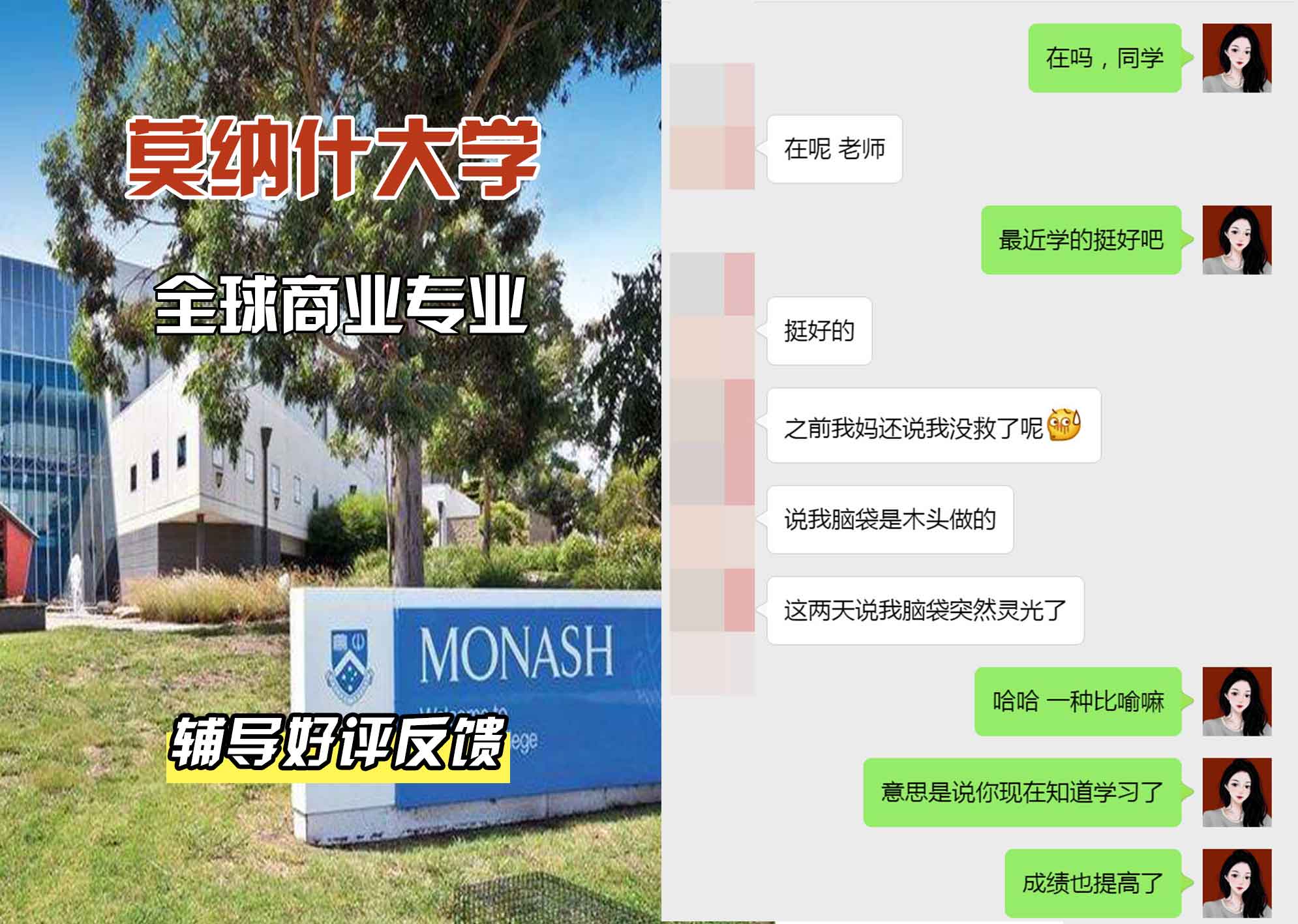 莫纳什大学Monash全球商业辅导好评反馈