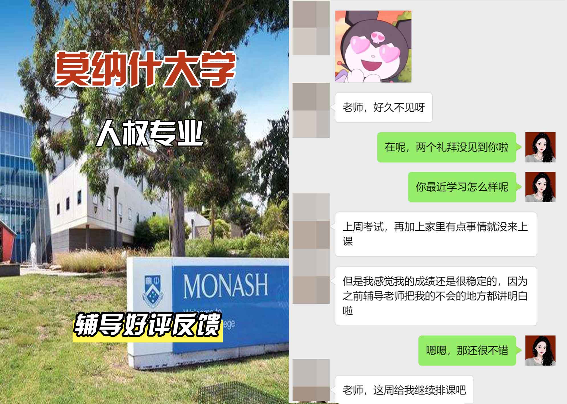 莫纳什大学Monash人权辅导好评反馈