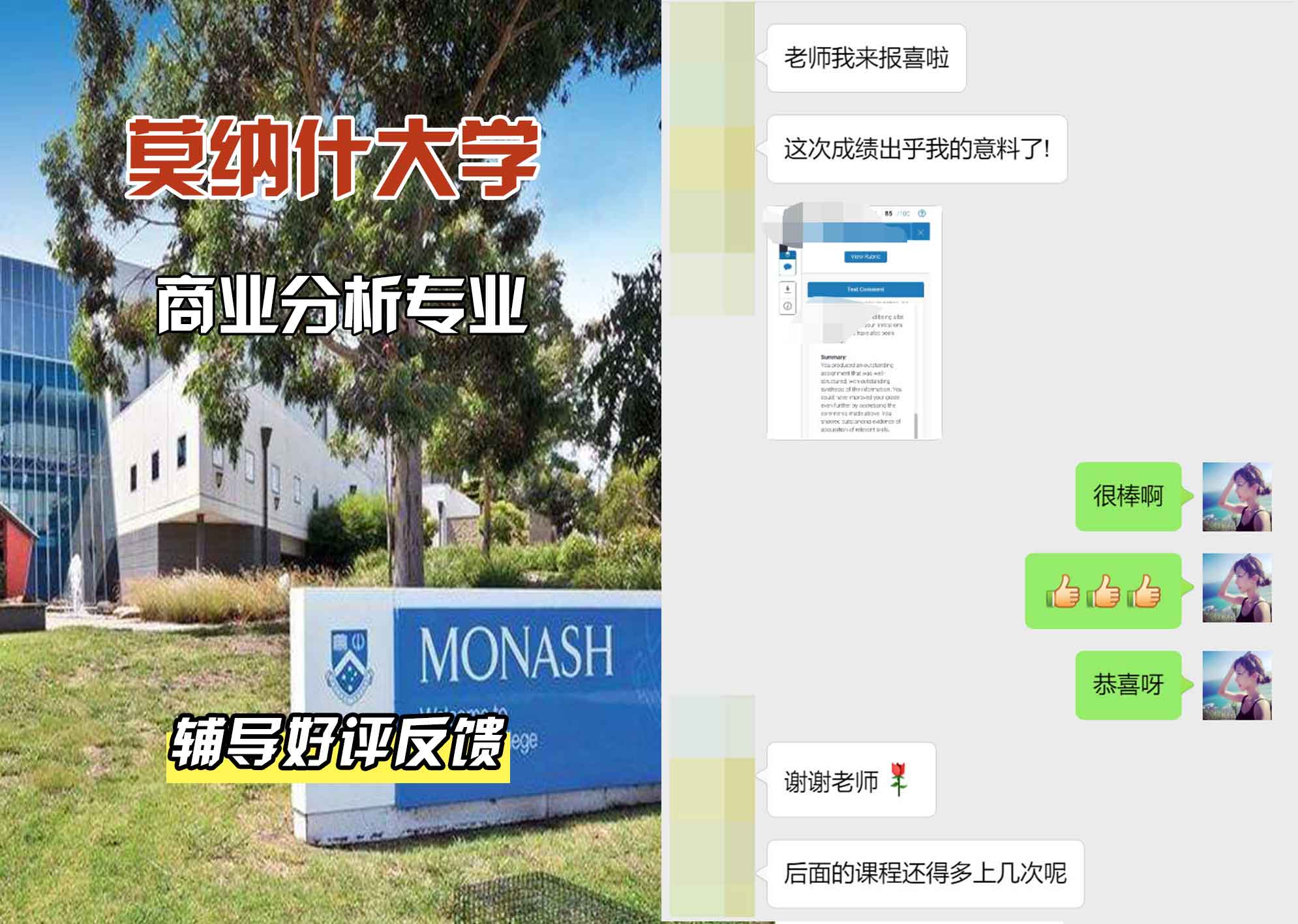 莫纳什大学Monash商业分析辅导好评反馈