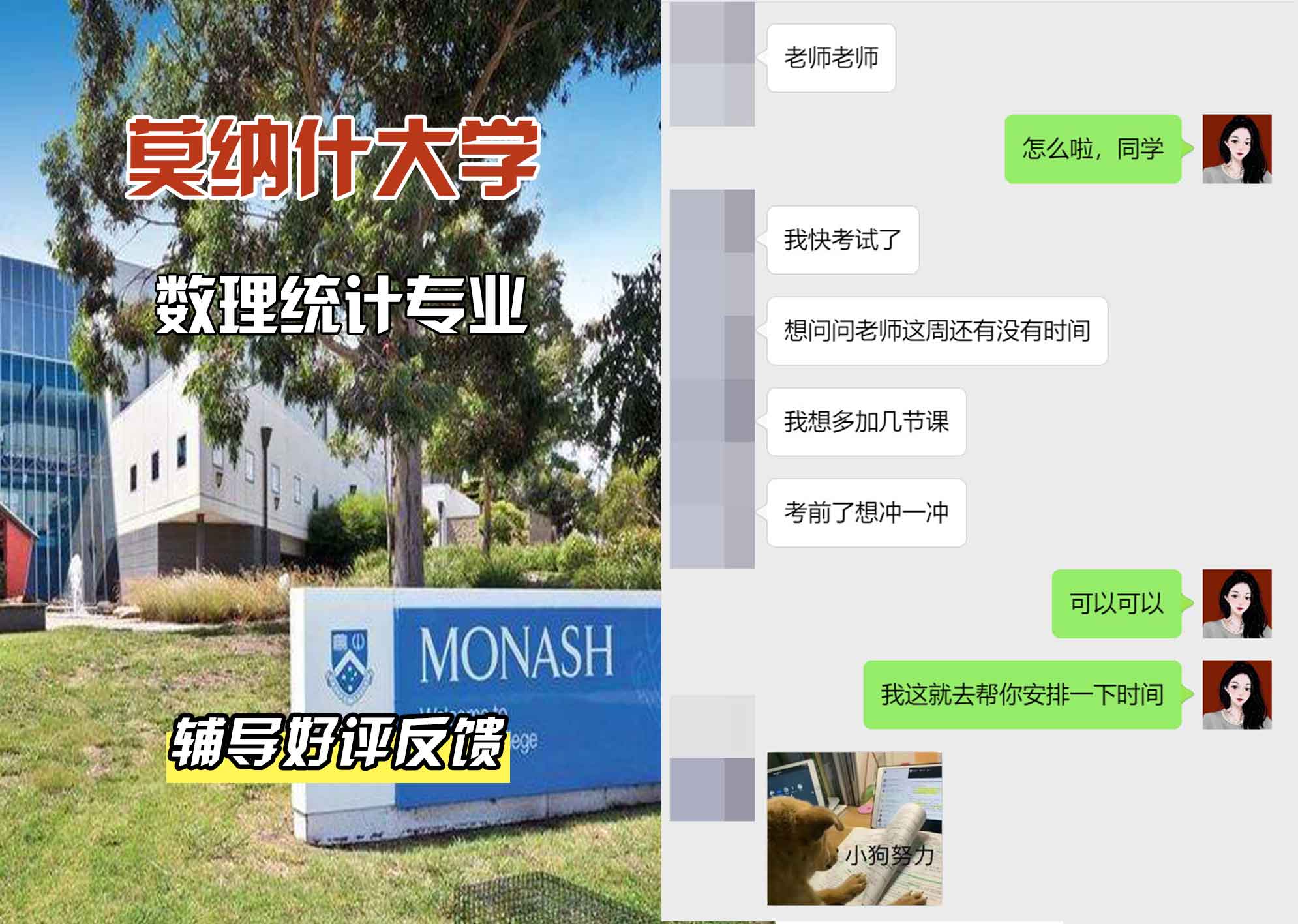 莫纳什大学Monash数理统计辅导好评反馈