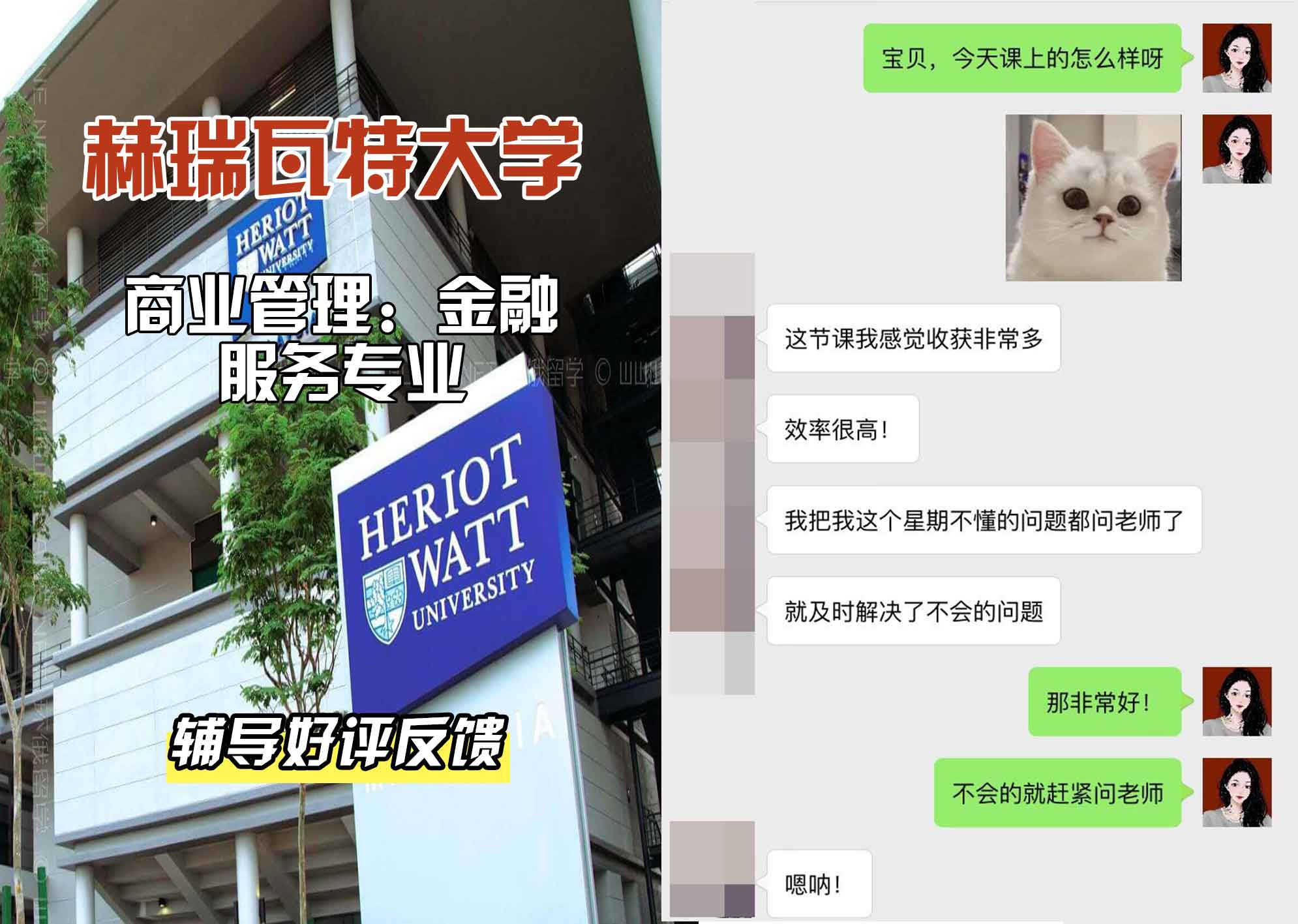 赫瑞瓦特大学赫瓦商业管理：金融服务辅导好评反馈