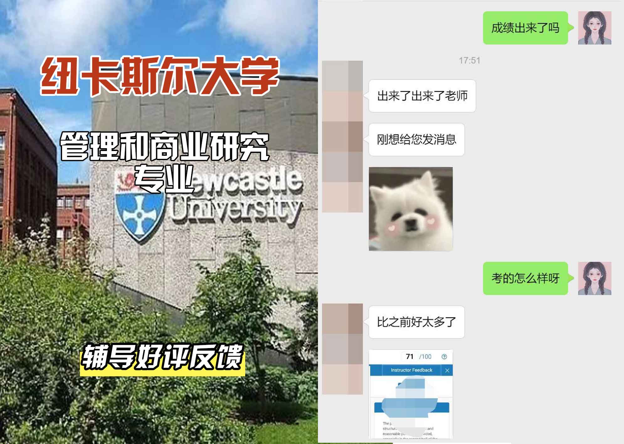 纽卡斯尔大学纽大管理和商业研究辅导好评反馈