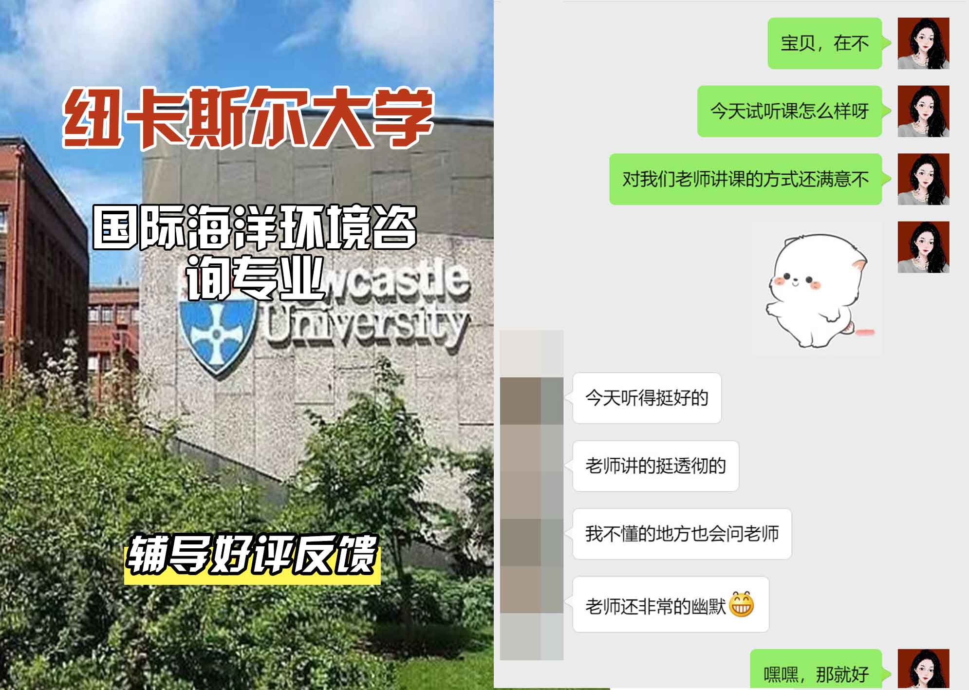 纽卡斯尔大学纽大国际海洋环境咨询辅导好评反馈