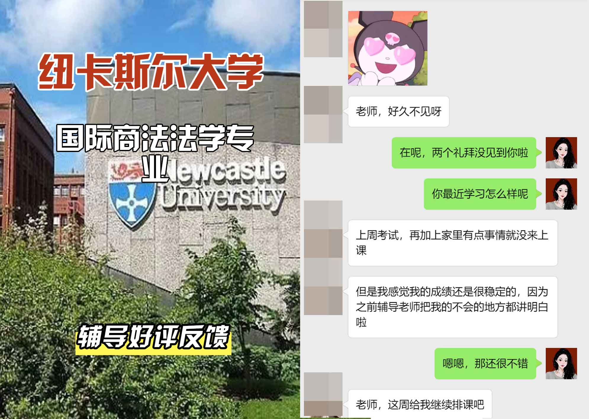 纽卡斯尔大学纽大国际商法法学辅导好评反馈