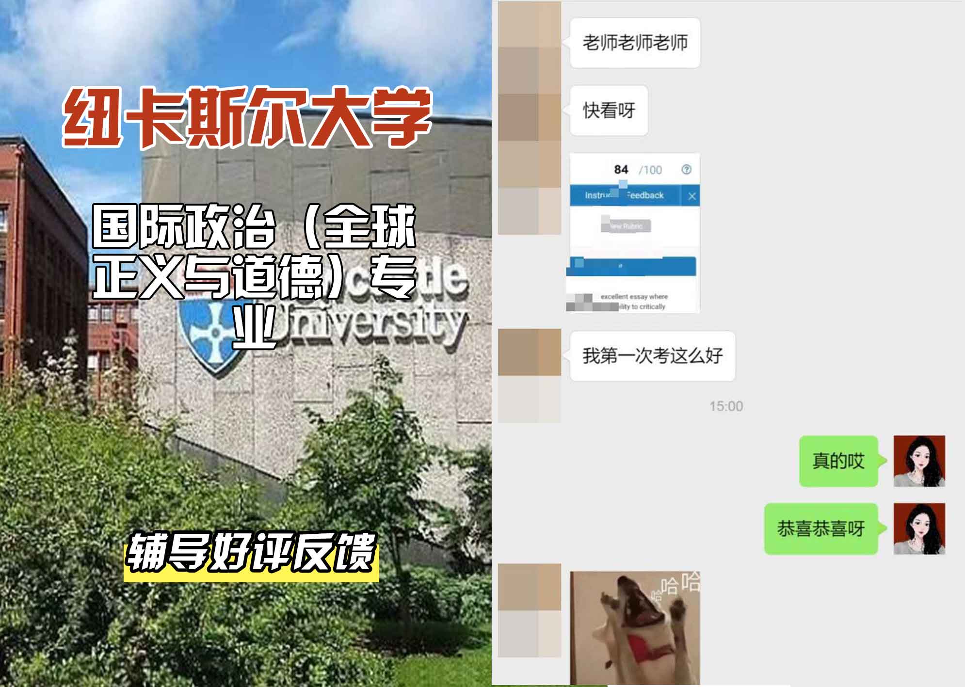 纽卡斯尔大学纽大国际政治（全球正义与道德）辅导好评反馈
