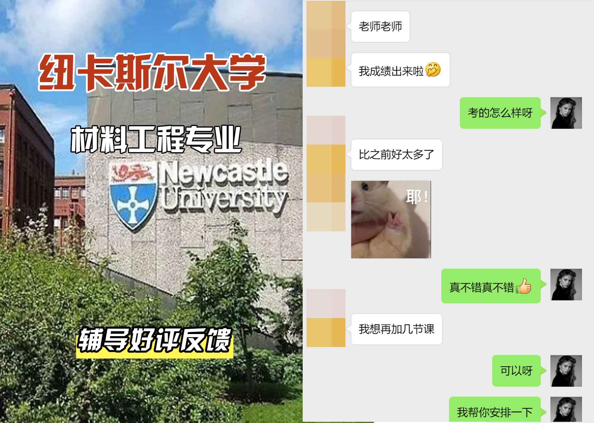 纽卡斯尔大学纽大材料工程辅导好评反馈