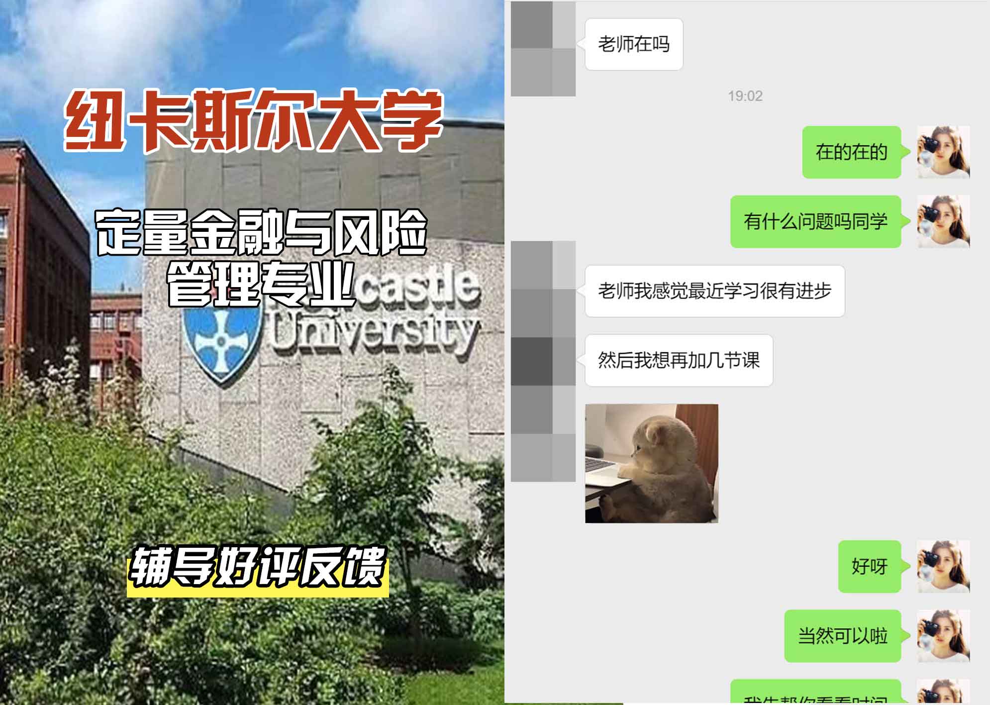 纽卡斯尔大学纽大定量金融与风险管理辅导好评反馈