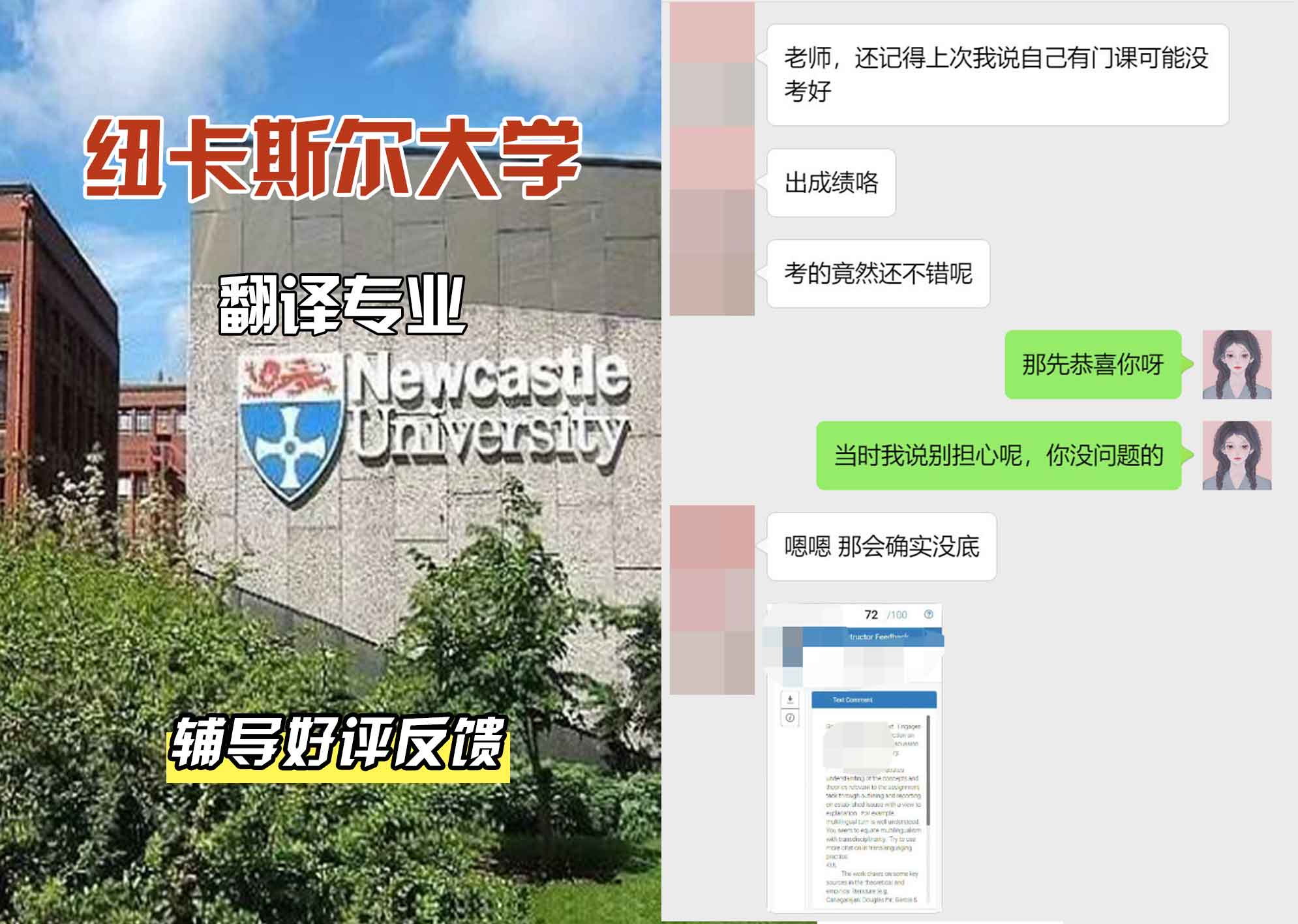 纽卡斯尔大学纽大翻译辅导好评反馈