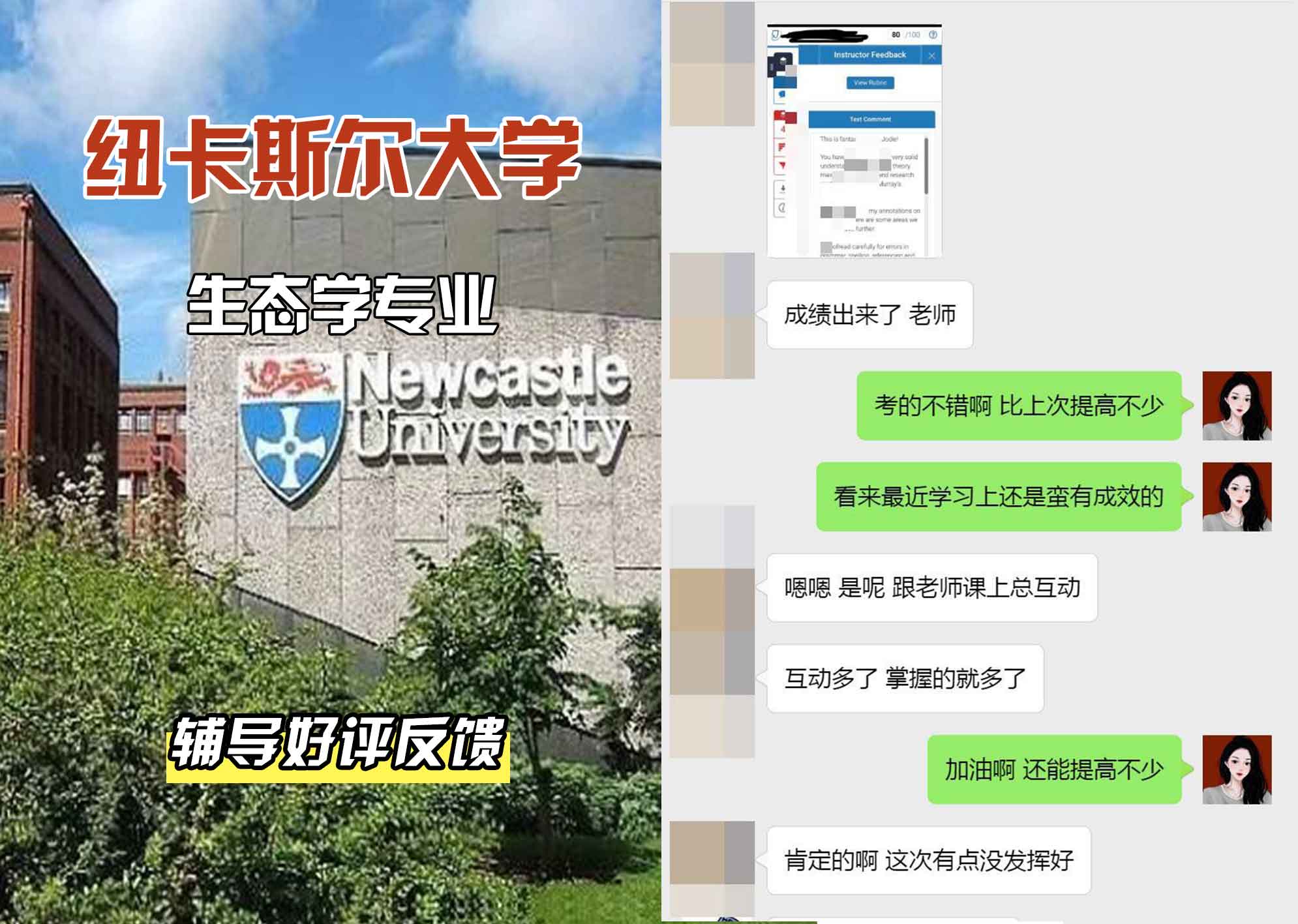 纽卡斯尔大学纽大生态学辅导好评反馈