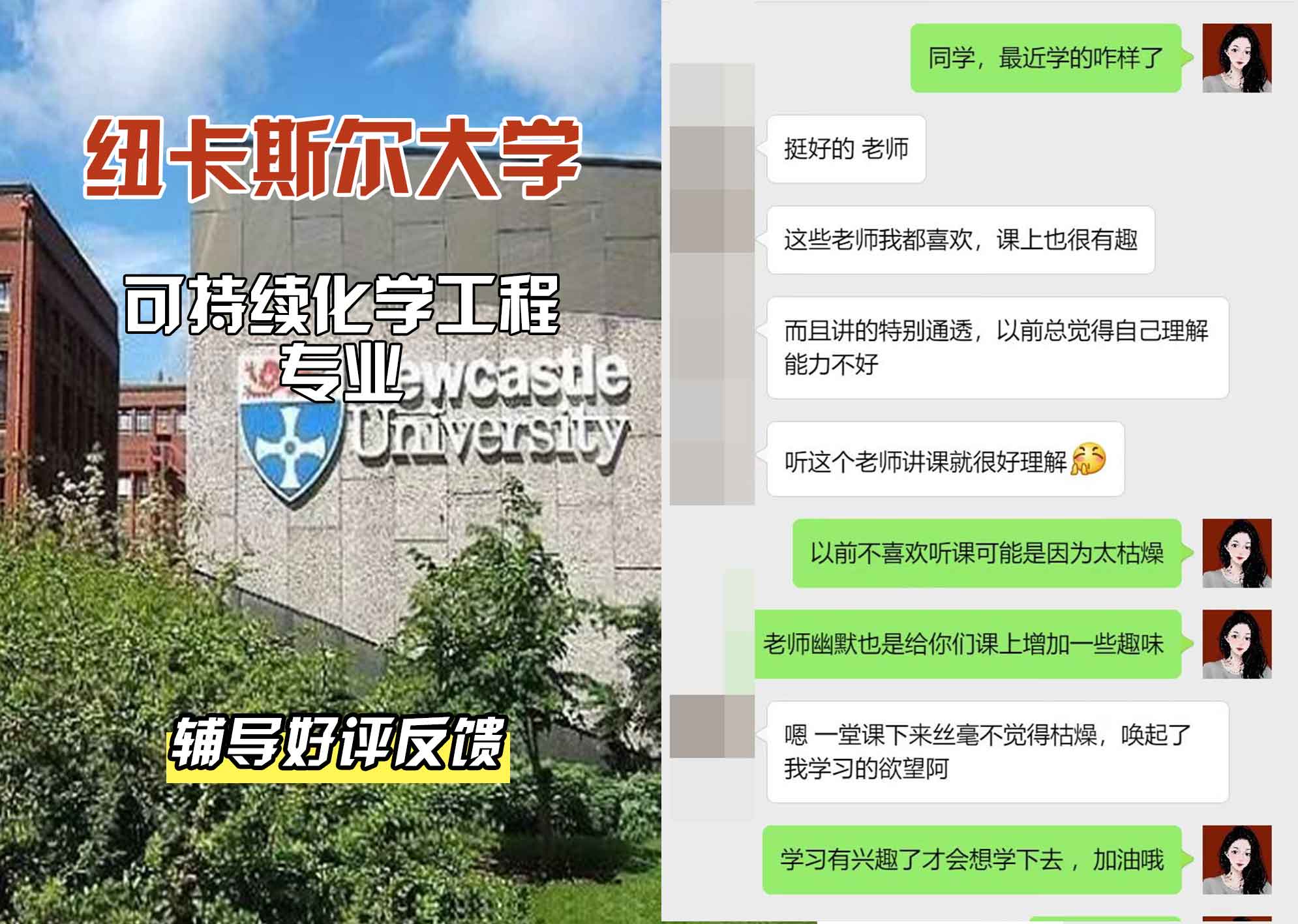 纽卡斯尔大学纽大可持续化学工程辅导好评反馈