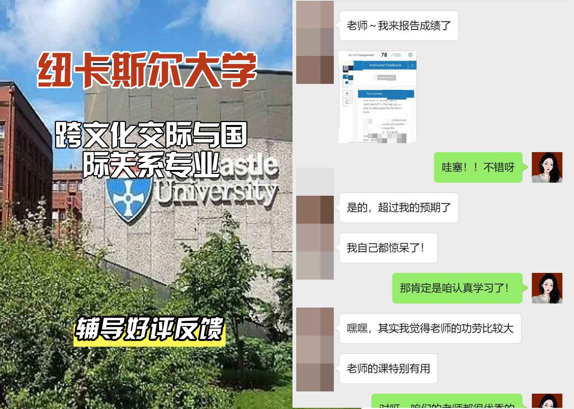 纽卡斯尔大学纽大跨文化交际与国际关系辅导好评反馈