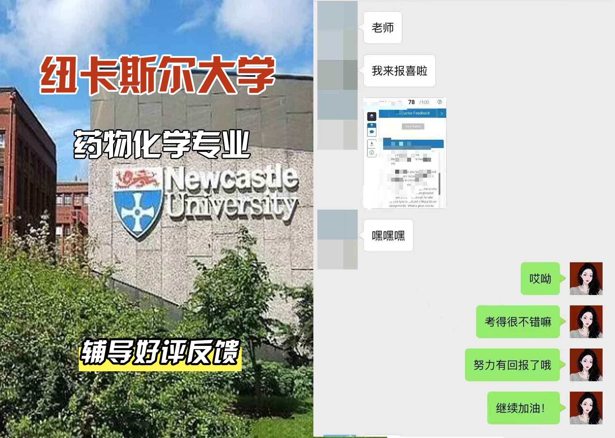 纽卡斯尔大学纽大药物化学辅导好评反馈