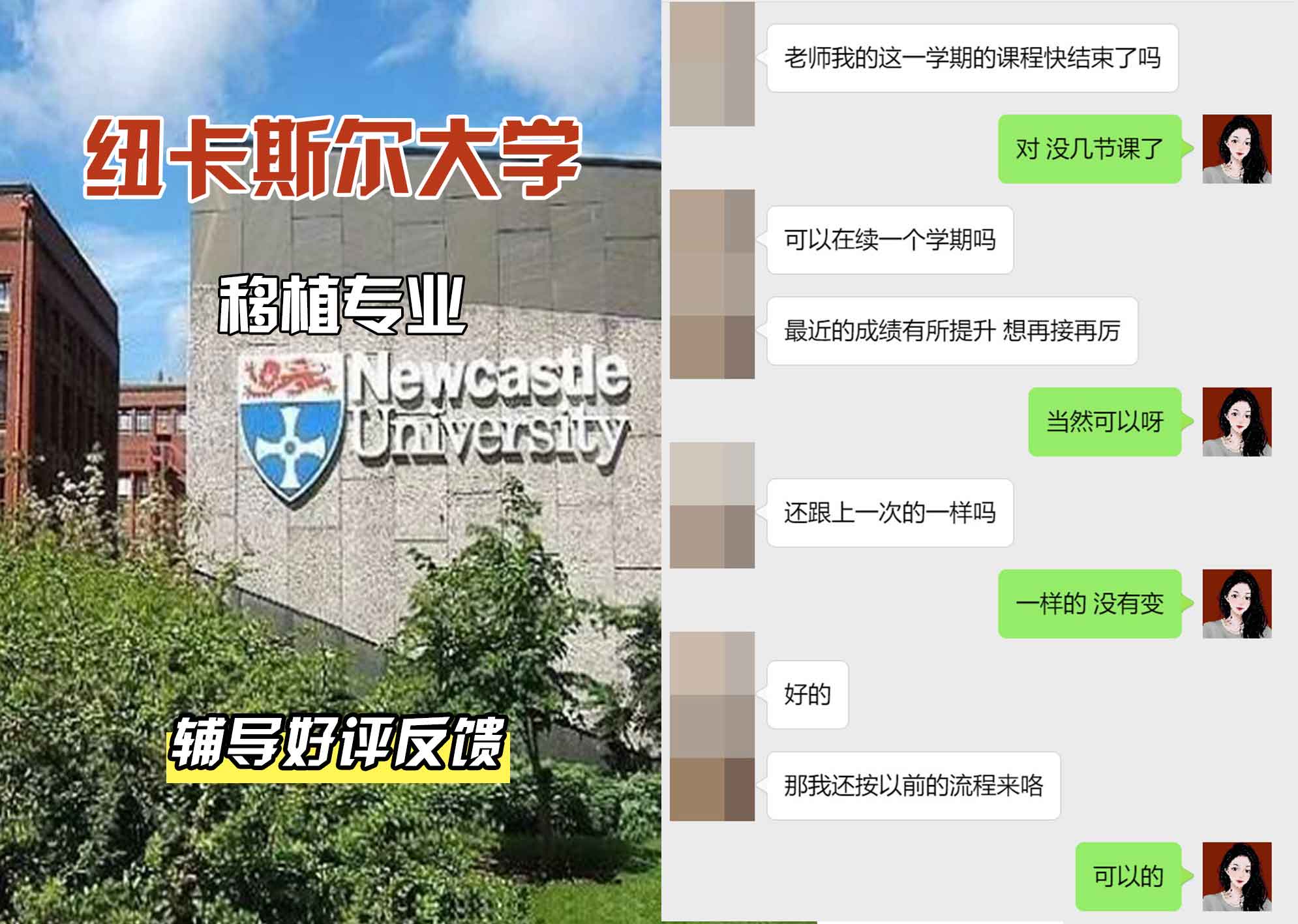 纽卡斯尔大学纽大移植辅导好评反馈