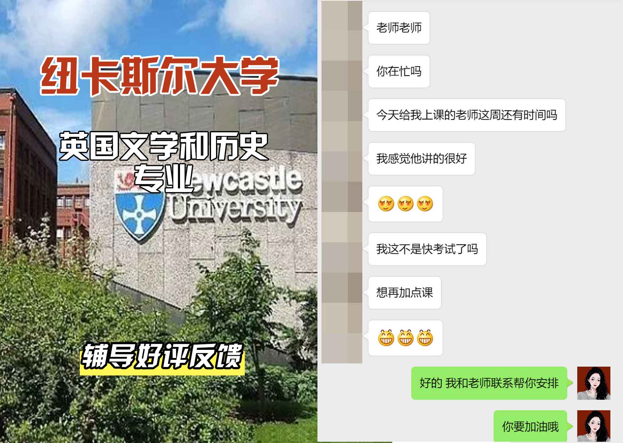纽卡斯尔大学纽大英国文学和历史辅导好评反馈
