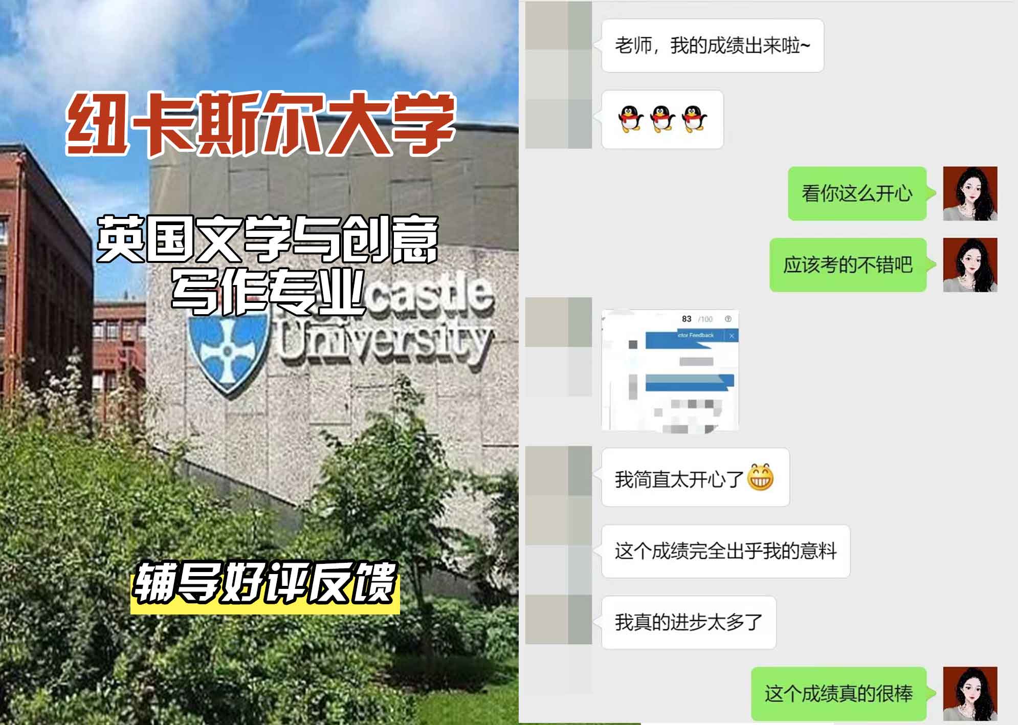 纽卡斯尔大学纽大英国文学与创意写作辅导好评反馈