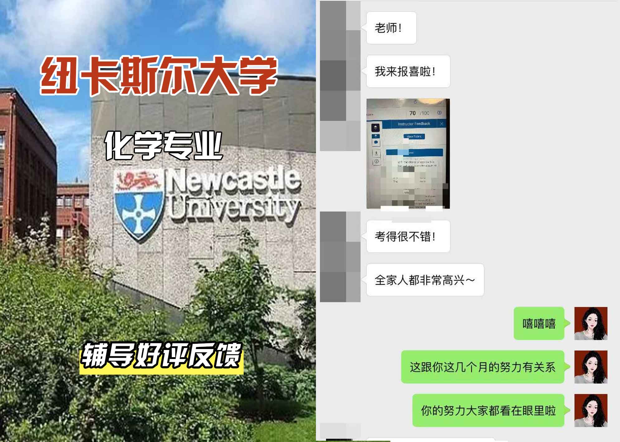 纽卡斯尔大学纽大化学辅导好评反馈
