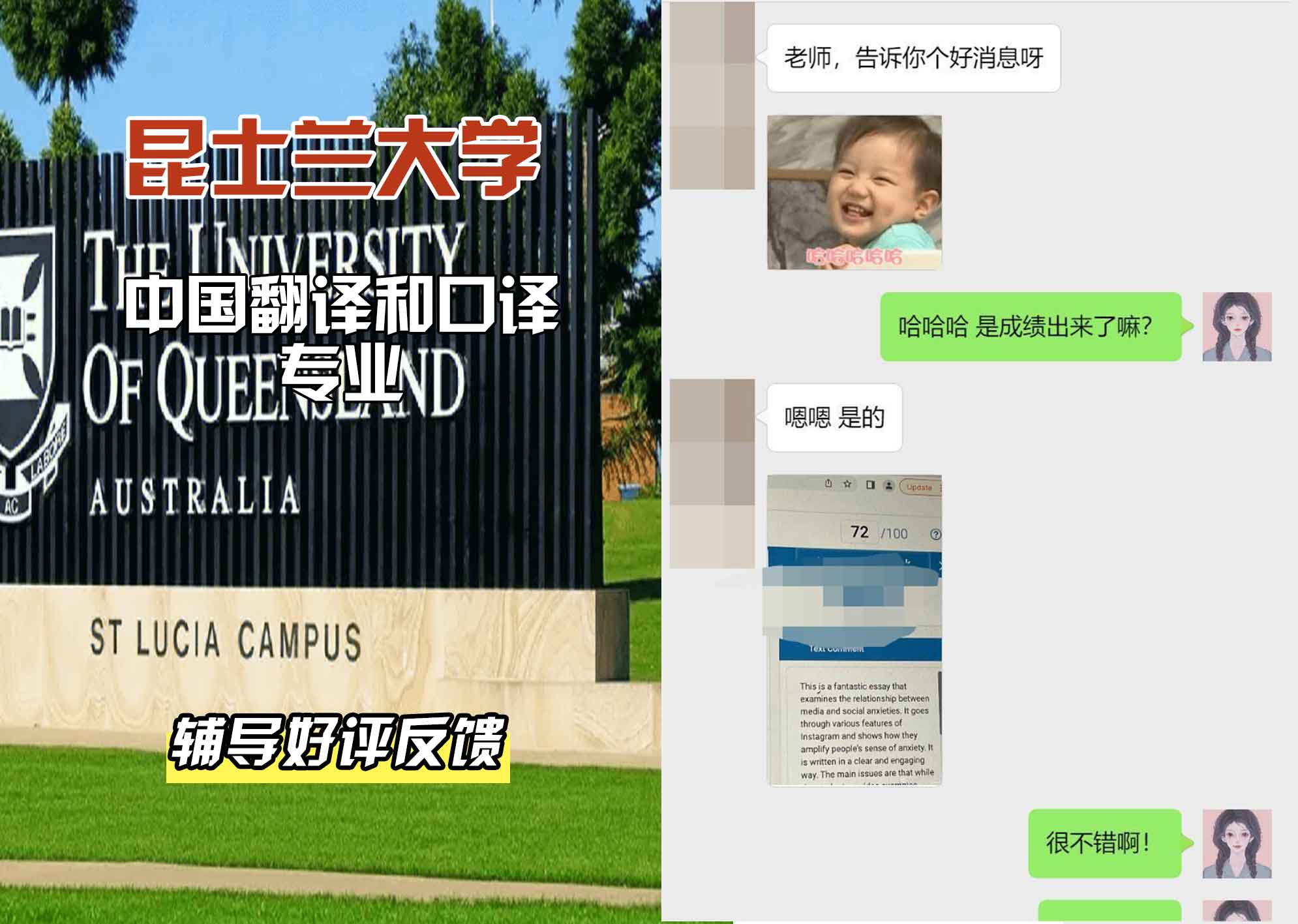 昆士兰大学UQ中国翻译和口译辅导好评反馈