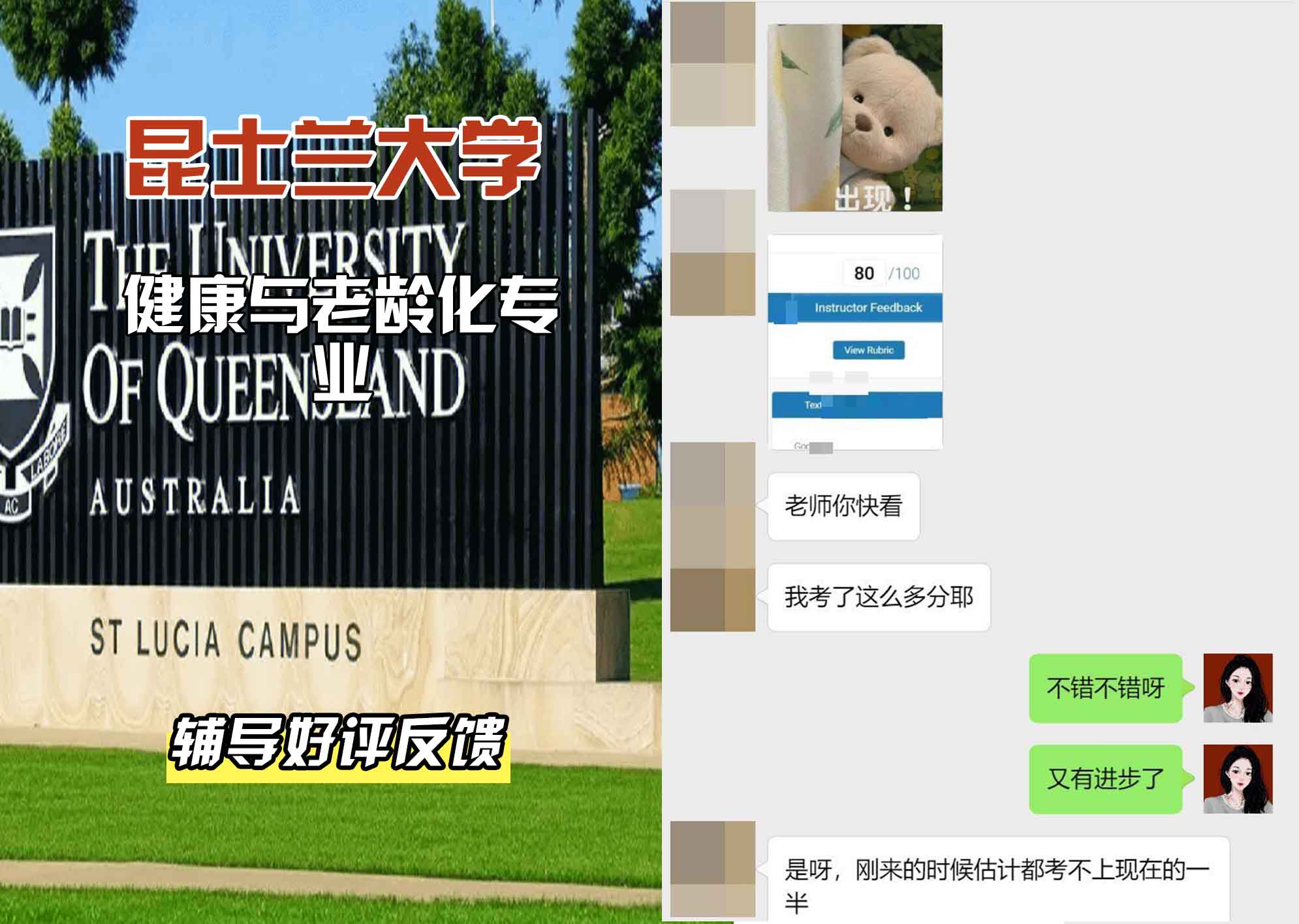 昆士兰大学UQ健康与老龄化辅导好评反馈