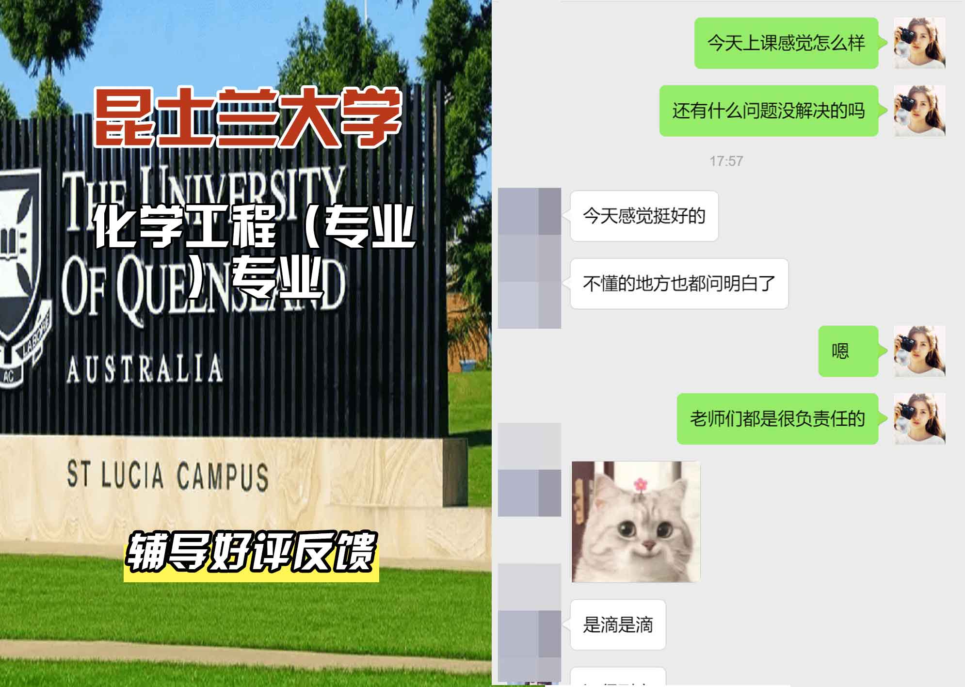 昆士兰大学UQ化学工程（专业）辅导好评反馈